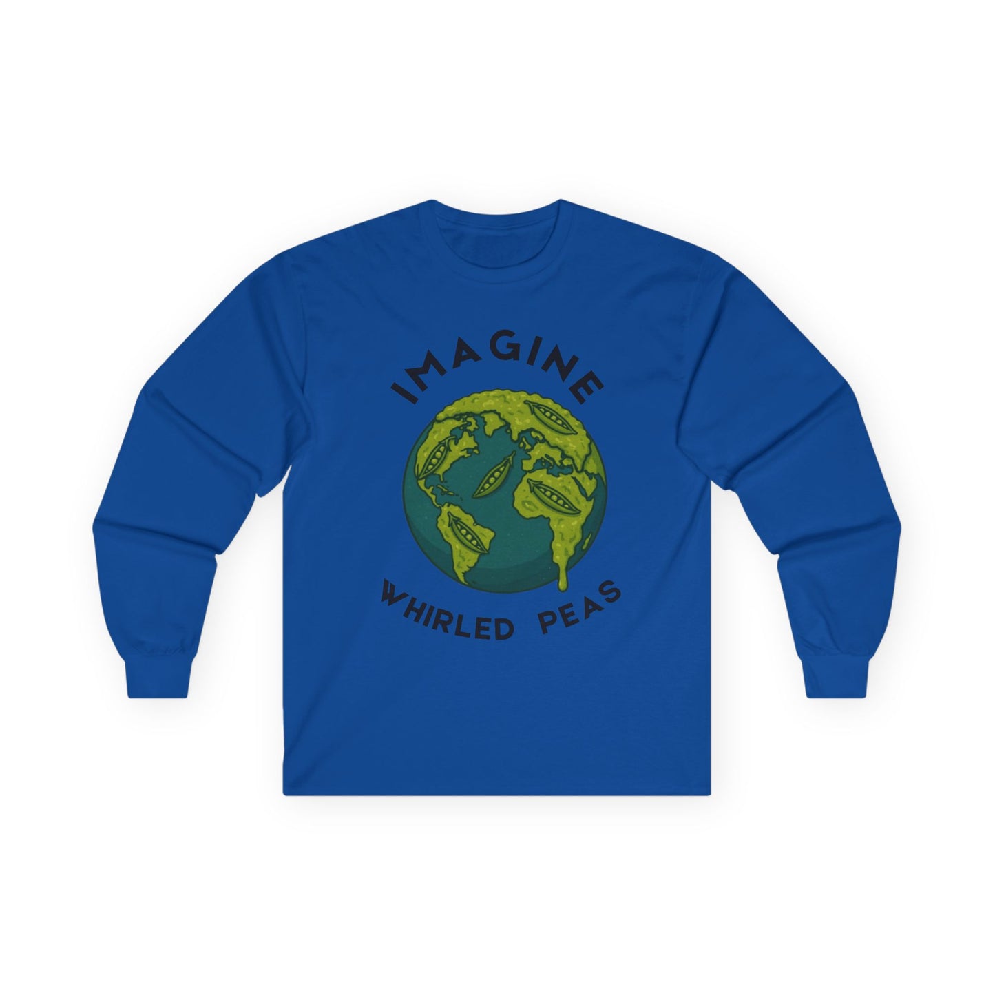 Imagine Whirled Peas Long Sleeve Tee, Earth Day Shirt, Unisex Cotton Top, Eco-Friendly Gift, Casual Wear