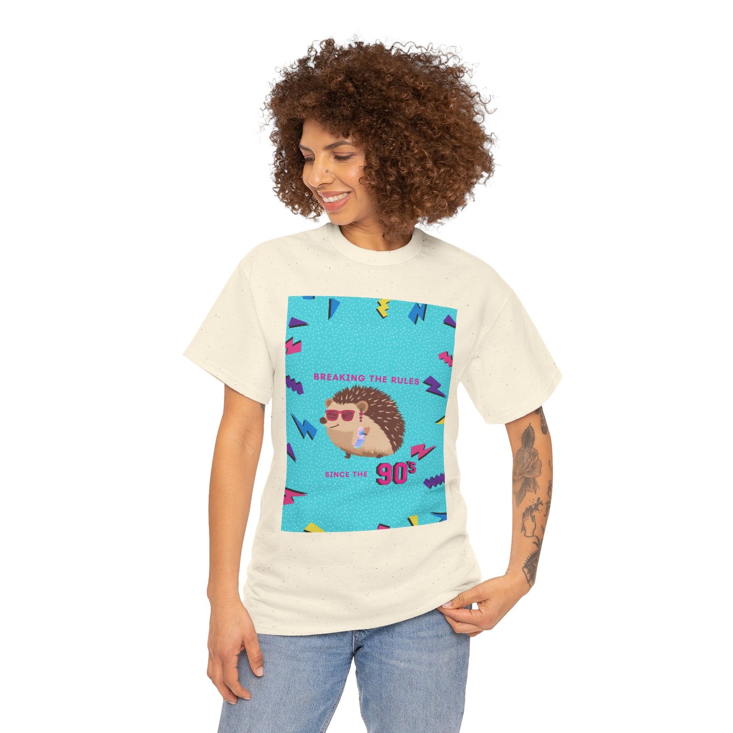 90s Vintage-Inspired Hedgehog Tee | Retro Cotton Shirt, Unisex Casual Wear, Perfect for Nostalgia Lovers, Gift for Birthdays, Summer Outings