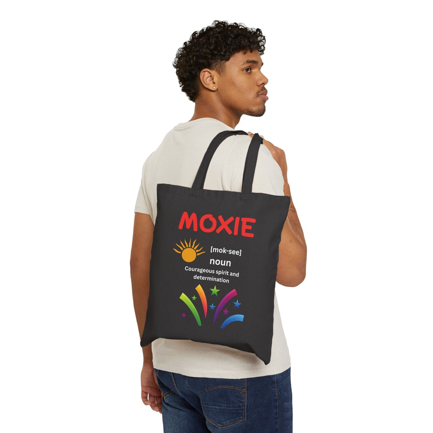 Moxie Inspirational Cotton Canvas Tote Bag, Everyday Shopping Tote, Gift for Her, Eco-Friendly Bag, Motivational Quotes