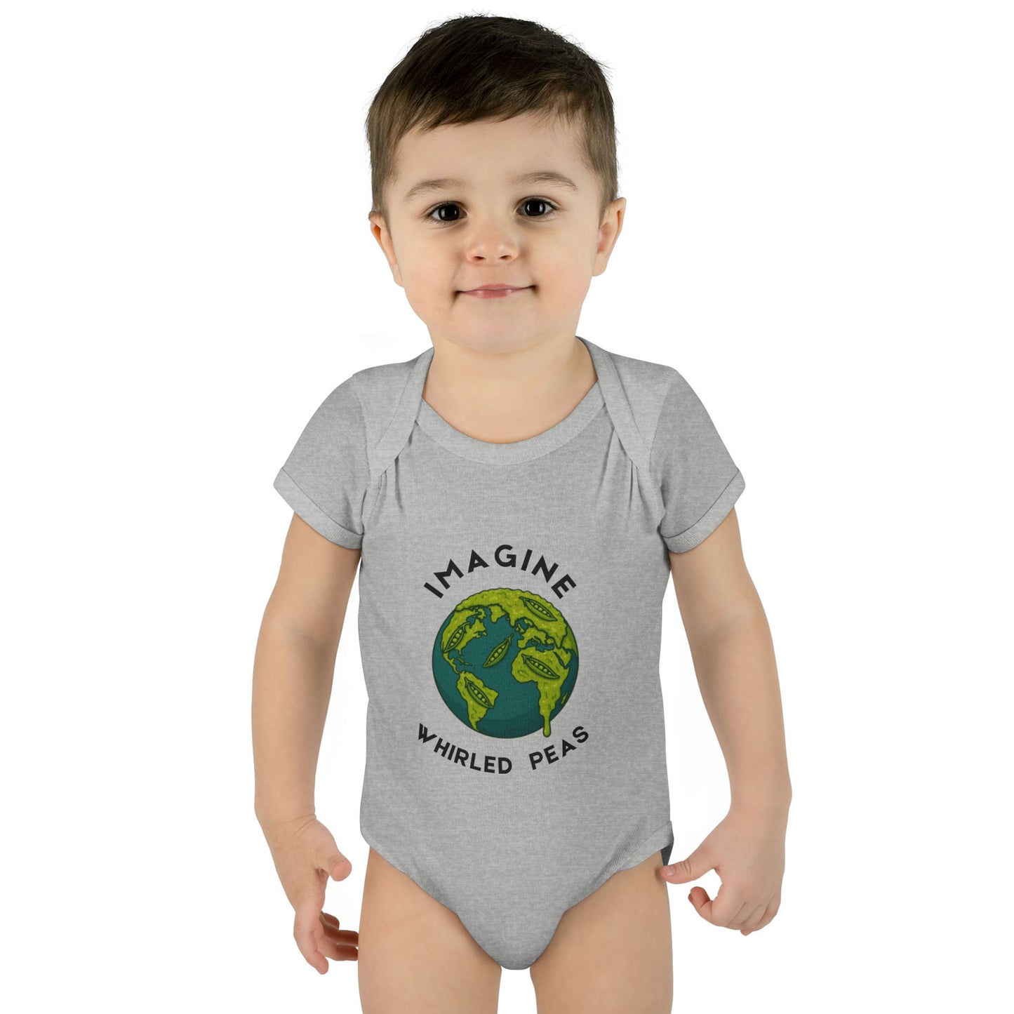 Earth-Themed Infant Bodysuit - Imagine Whirled Peas, Cute Baby Clothes, Unique Baby Shower Gift, Eco-Friendly Apparel, Baby Gift Idea