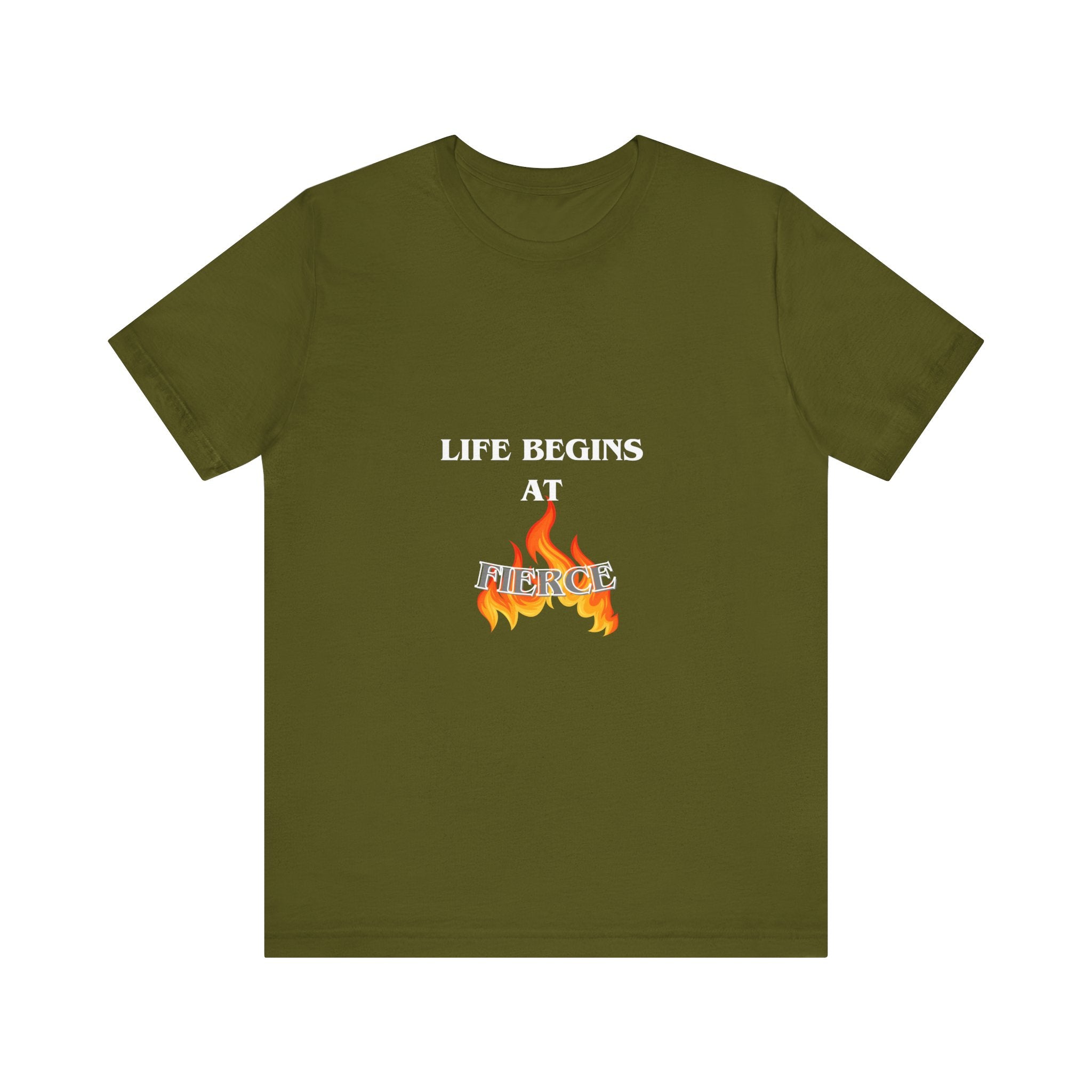 LIFEBEGINS AT FIERCE Graphic Tee, Unisex T-Shirt, Casual Wear, Gift for Friends, Comfortable Summer Fashion