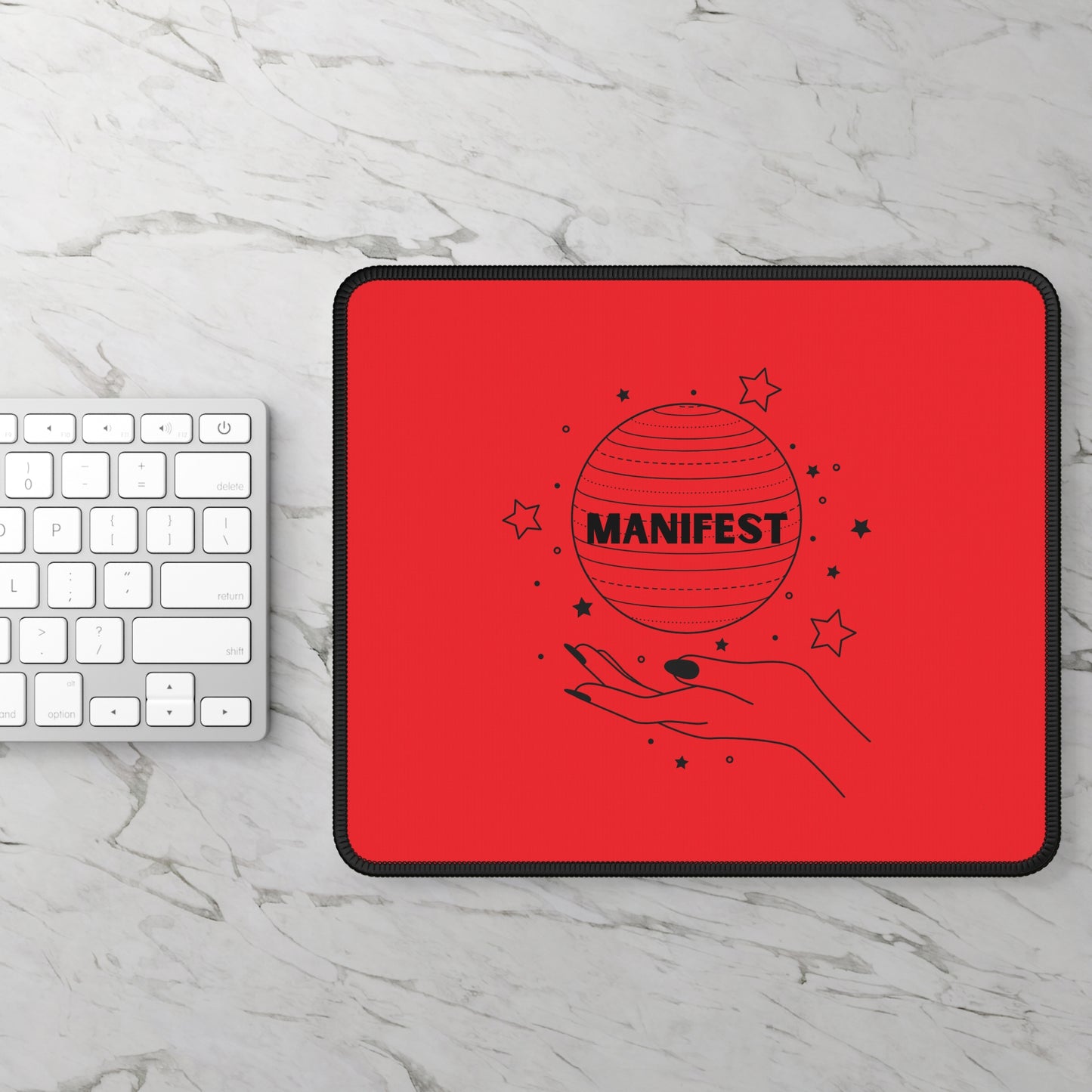 Manifest Gaming Mouse Pad, Red Desk Decor, Gamer Gift, Motivational Office Accessory, Home Office Essentials