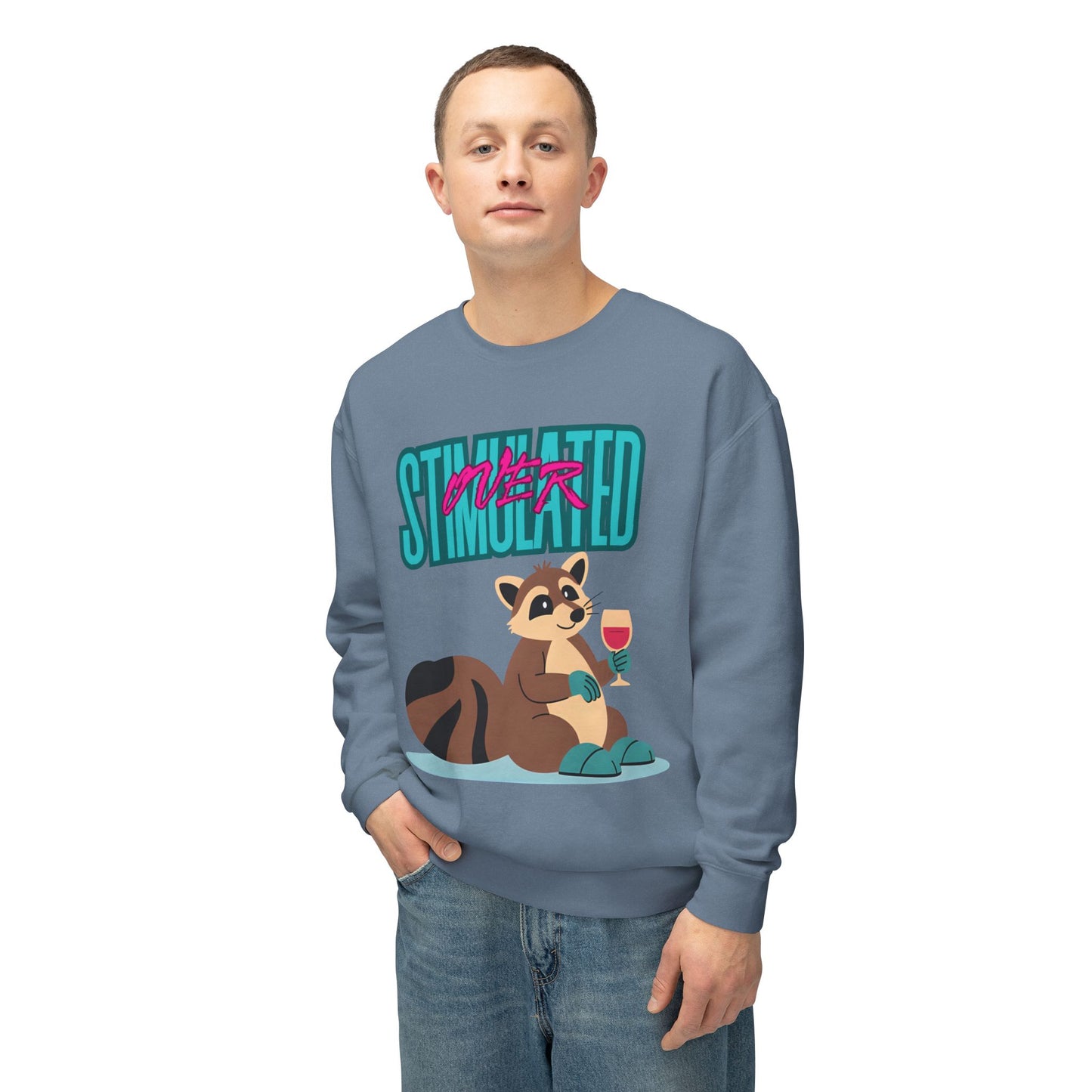 Raccoon 'Overstimulated' Crewneck Unisex Sweatshirt