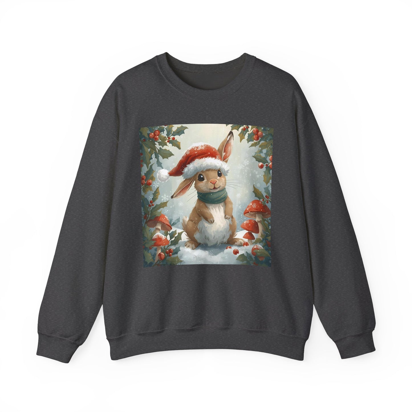 Festive Bunny Crewneck Sweatshirt - Cute Holiday Gift, Winter Fashion, Cozy Sweatshirt, Animal Lover Gift, Christmas Apparel