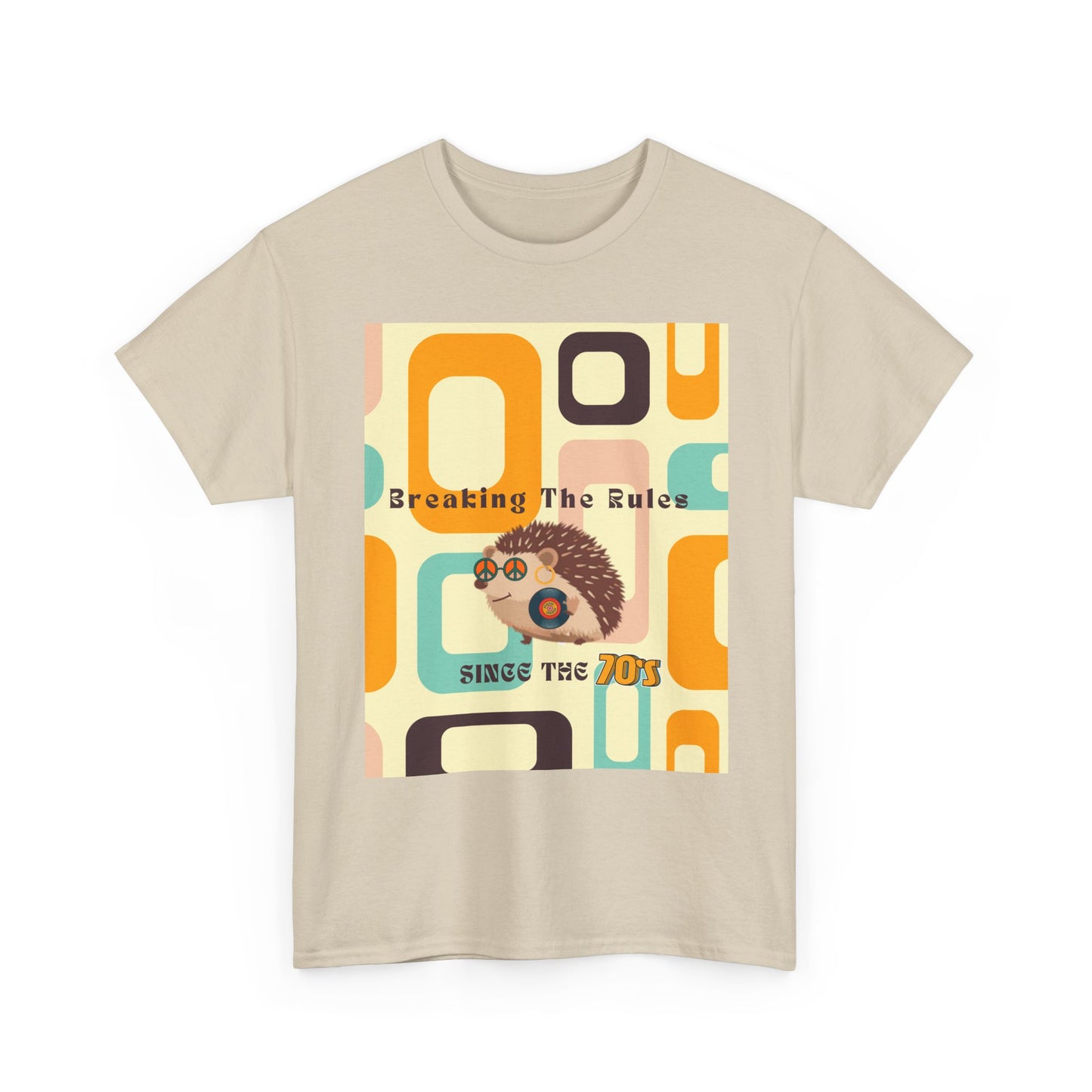 Retro Hedgehog T-Shirt - Breaking The Rules, Vintage Style, 70's Vibe, Unisex Cotton Tee, Gift for Hedgehog Lovers, Fun Fashion