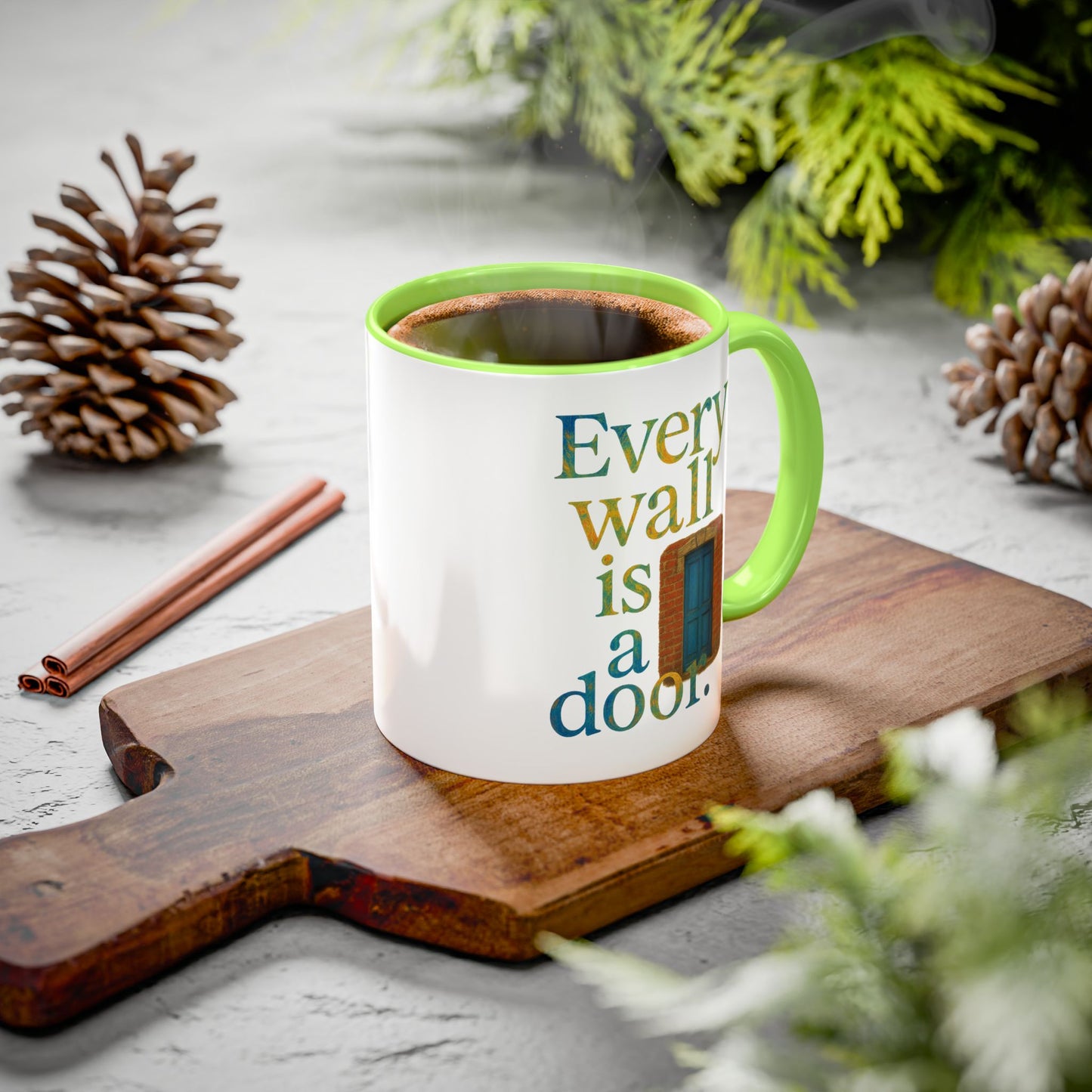 Inspirational Coffee Mug — "Every Wall Is a Door" Colorful Ceramic Mug (11oz & 15oz)