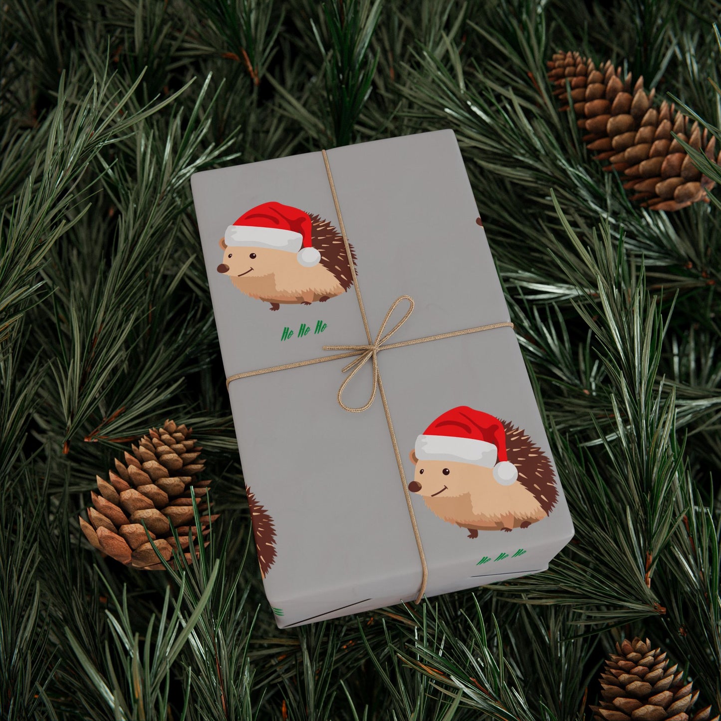 Hedgehog Santa Wrapping Paper — Cute Holiday Gift Wrap Roll