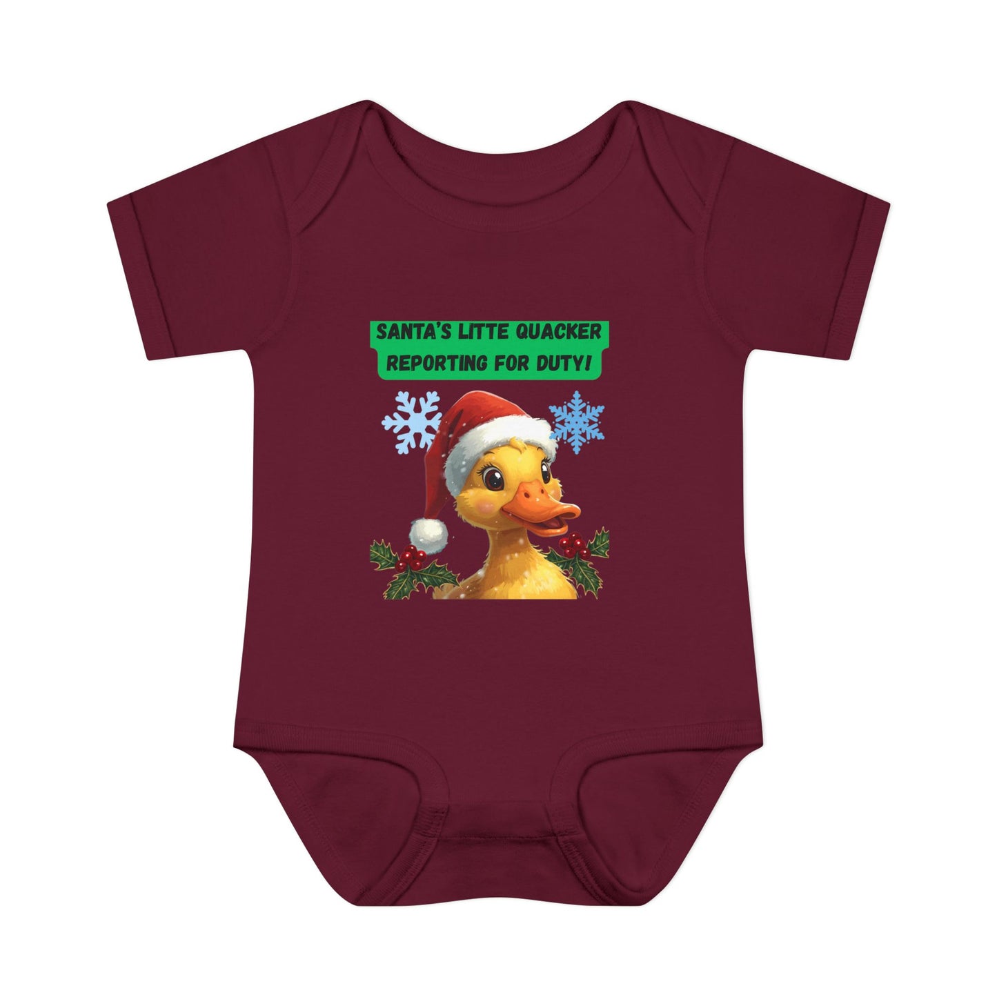 Christmas Infant Bodysuit, Santa's Little Quacker Design, Holiday Baby Outfit, Cute Baby Gift, Festive Newborn Apparel