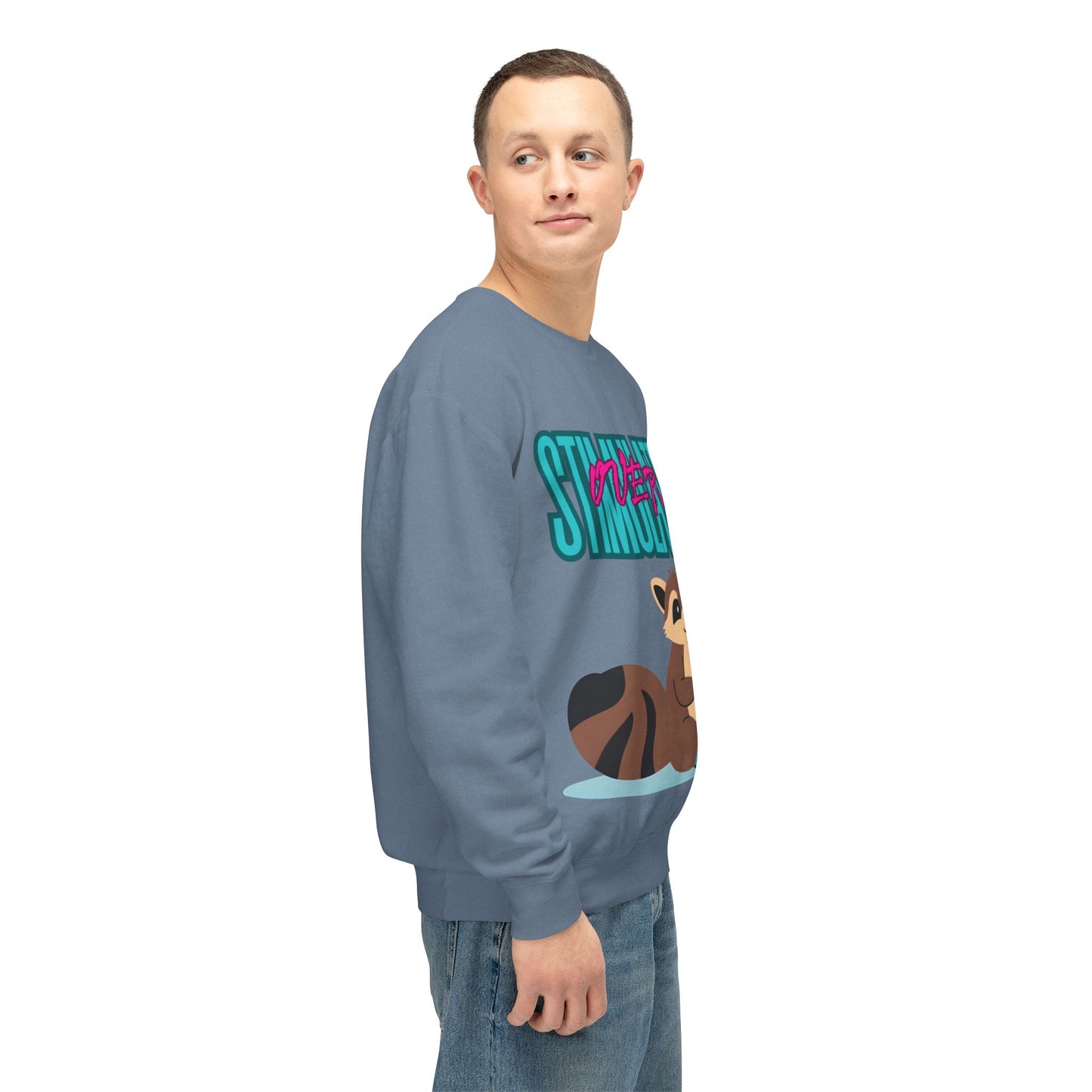 Raccoon 'Overstimulated' Crewneck Unisex Sweatshirt