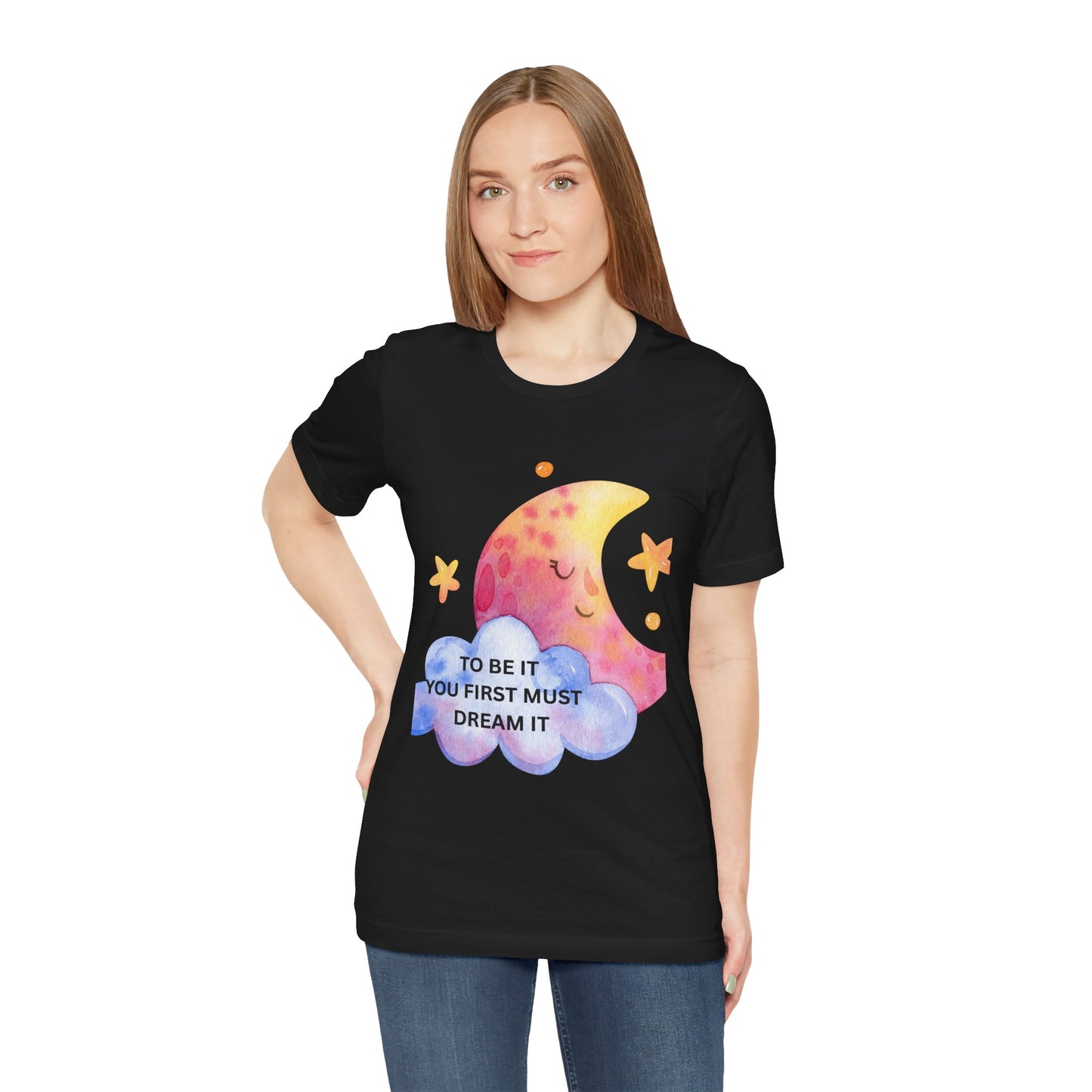 Dream It Moon Phase Tee, Inspirational Graphic Tee, Motivational T-Shirt, Cute Casual Wear, Gift for Dreamers, Unisex Dreamer Shirt