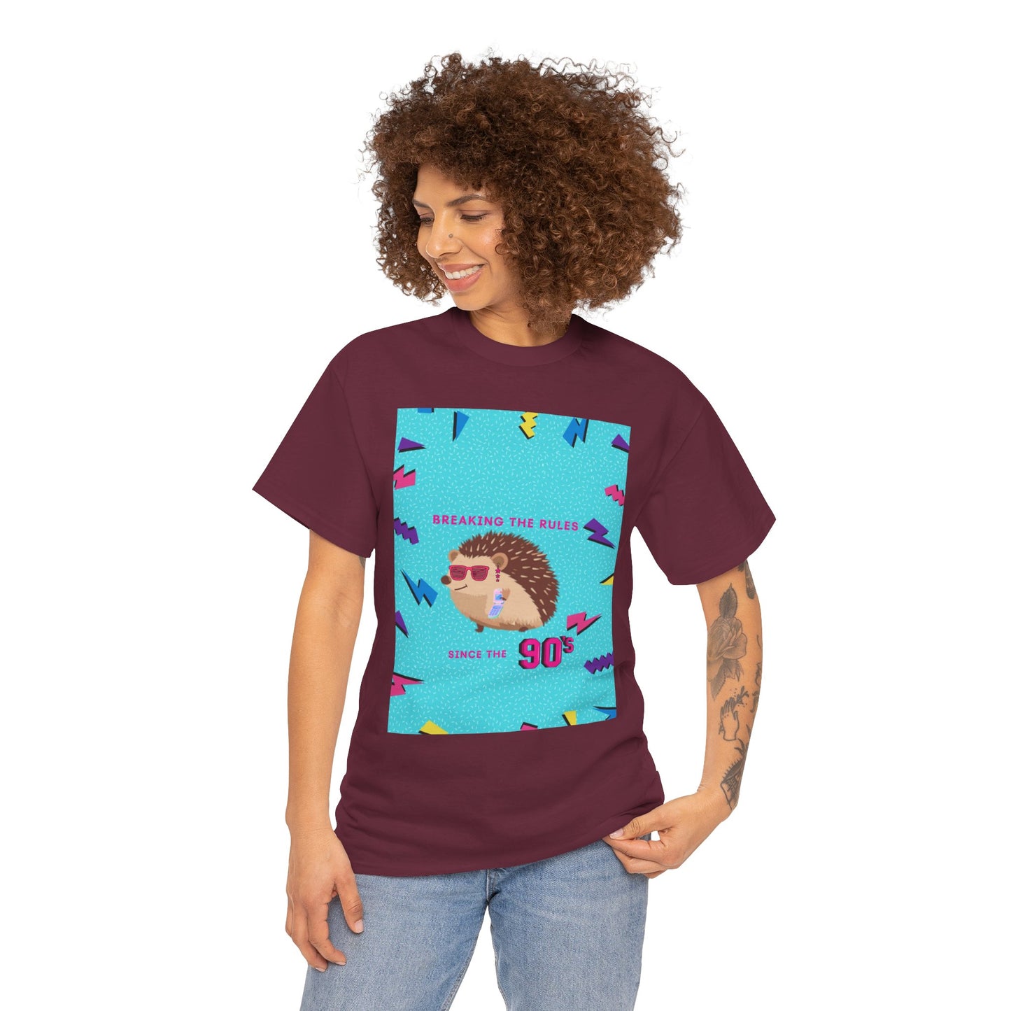 90s Vintage-Inspired Hedgehog Tee | Retro Cotton Shirt, Unisex Casual Wear, Perfect for Nostalgia Lovers, Gift for Birthdays, Summer Outings
