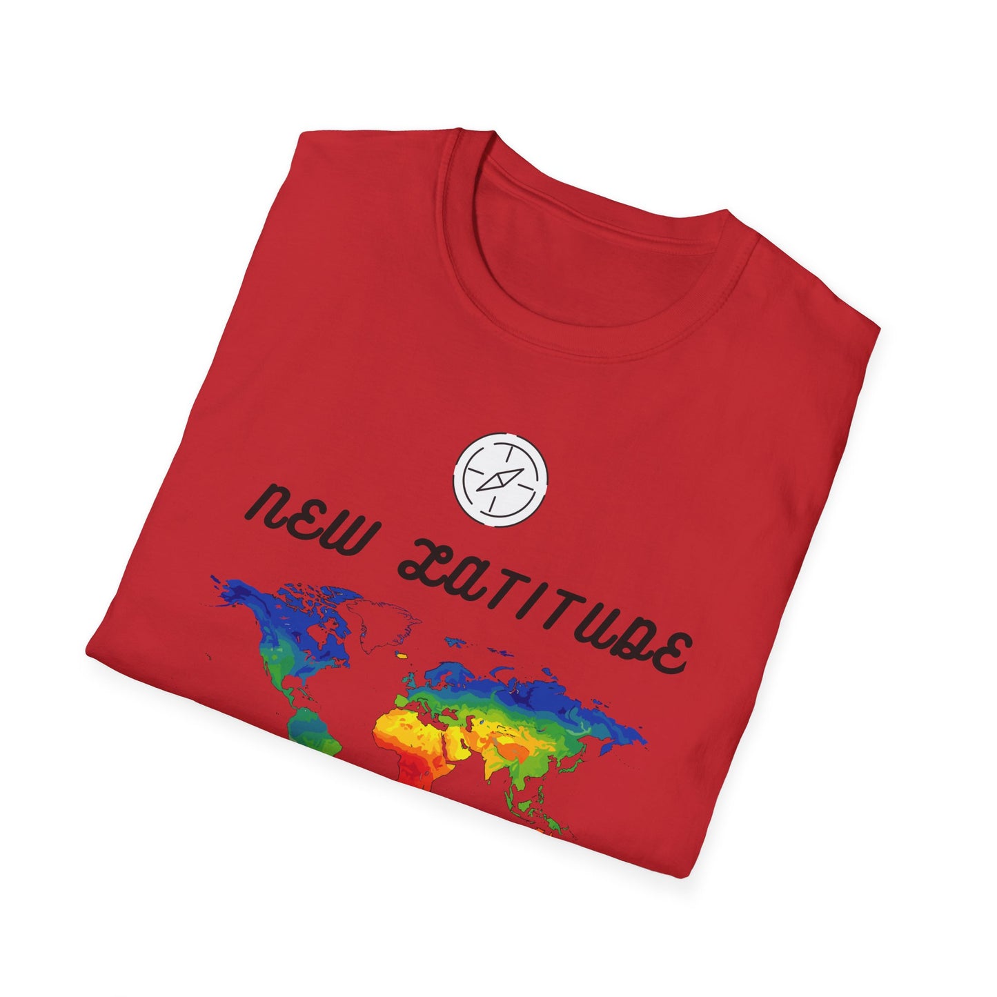 New Latitude New Attitude Map T-Shirt, Colorful World Map Travel Tee, 100%Cotton
