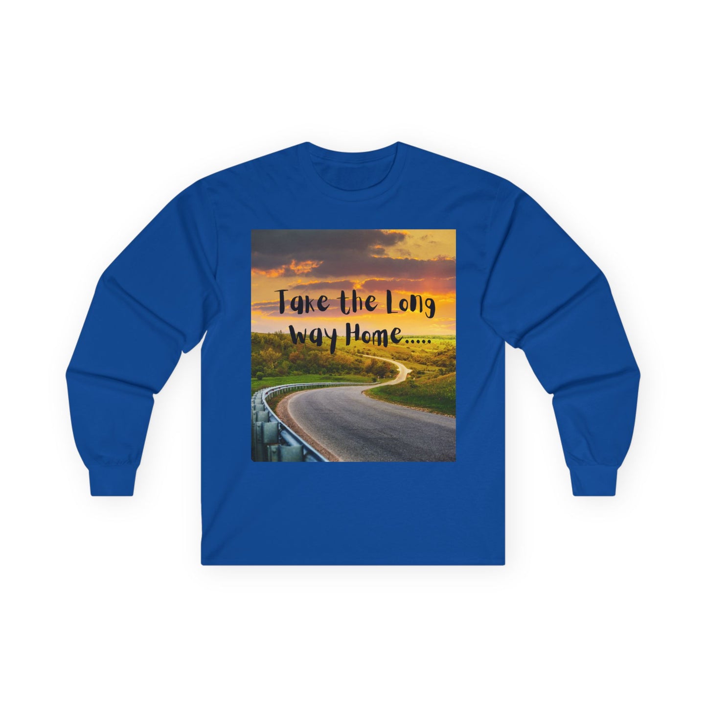 Scenic Long Sleeve Tee - Take the Long Way Home, Travel Shirt, Adventure Apparel, Gift for Wanderers, Outdoor Style, Road Trip Top