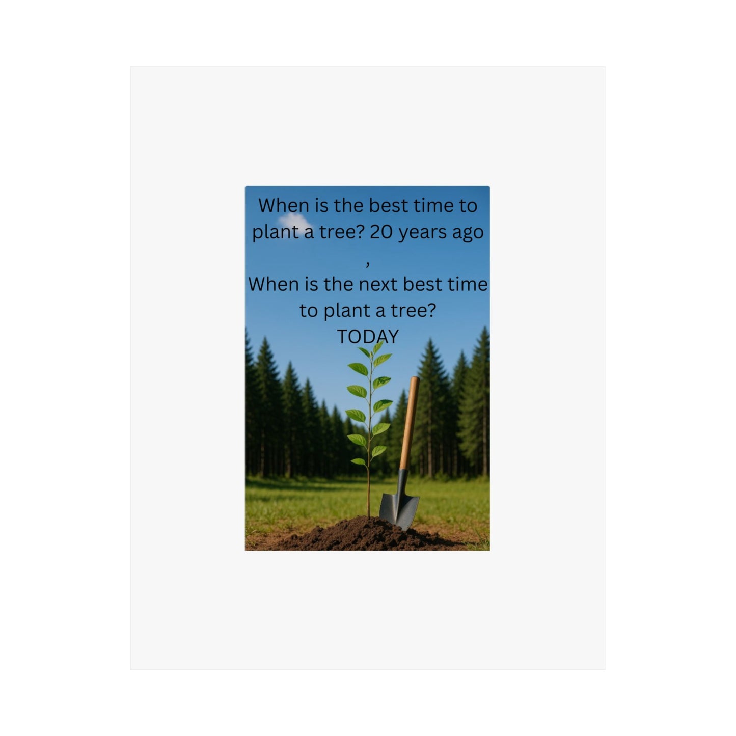 When is the best time to plant a tree, Eco-Friendly Satin Poster, Inspirational Wall Art, Planting Motivation, Nature Decor, Tree Planting Awareness