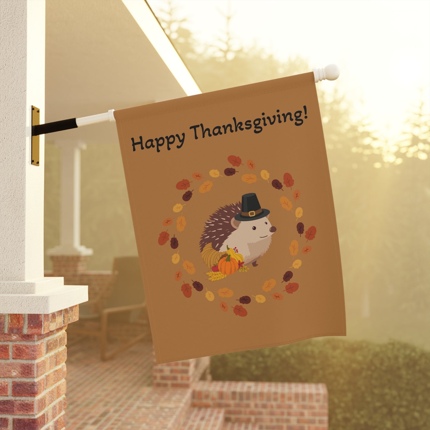 Thanksgiving Garden Banner, Fall Decor, Hedgehog Flag, Autumn Home Decoration, Outdoor Thanksgiving Sign