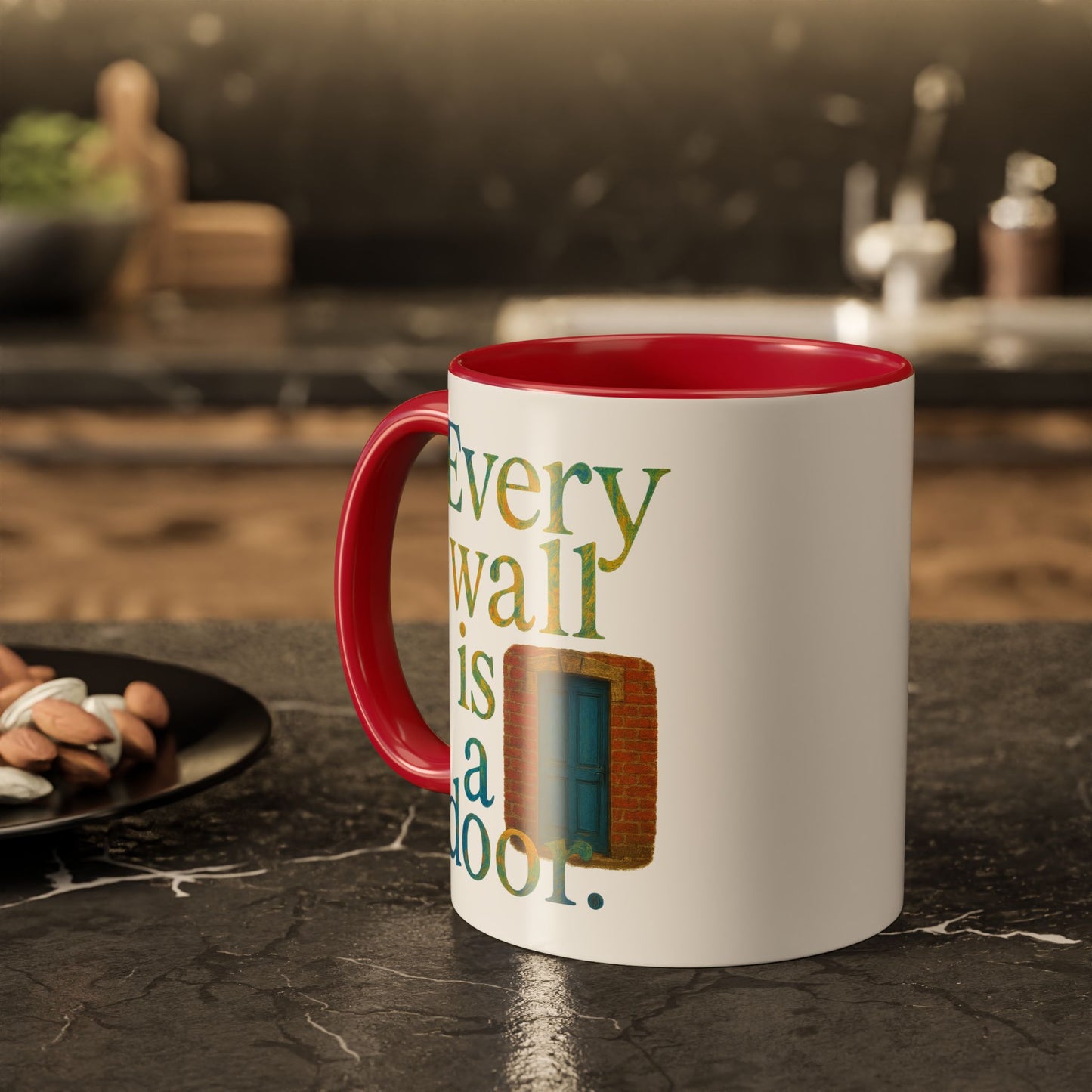 Inspirational Coffee Mug — "Every Wall Is a Door" Colorful Ceramic Mug (11oz & 15oz)