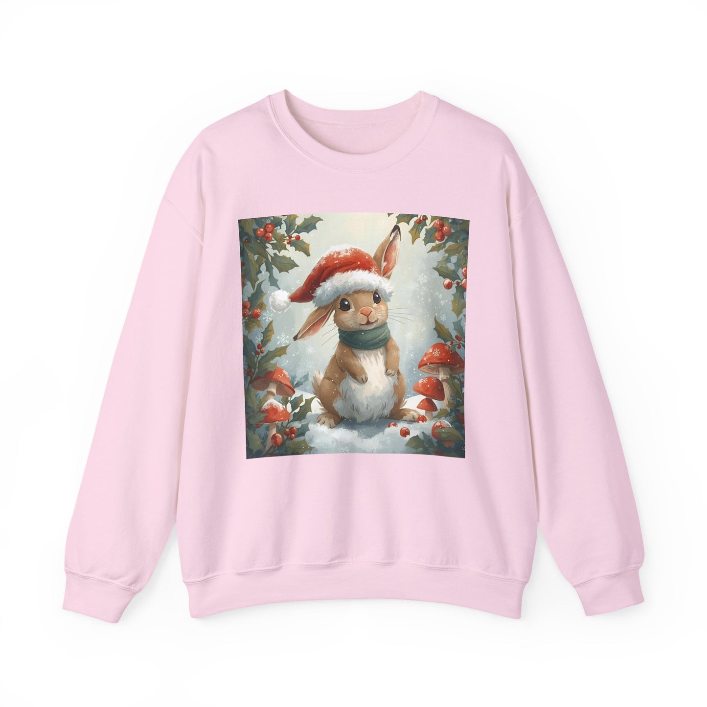 Festive Bunny Crewneck Sweatshirt - Cute Holiday Gift, Winter Fashion, Cozy Sweatshirt, Animal Lover Gift, Christmas Apparel