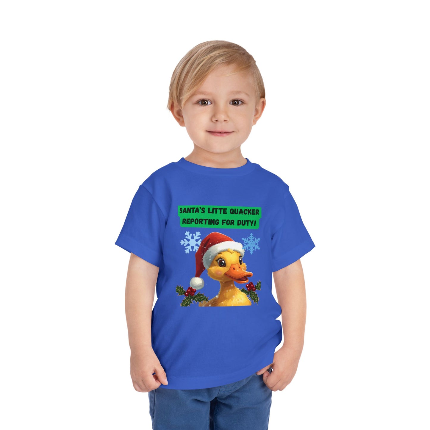 Santa's Little Quacker Toddler Tee, Christmas Shirt, Holiday Outfit, Cute Christmas Gift, Festive Toddler Apparel, Santa Duck Tee