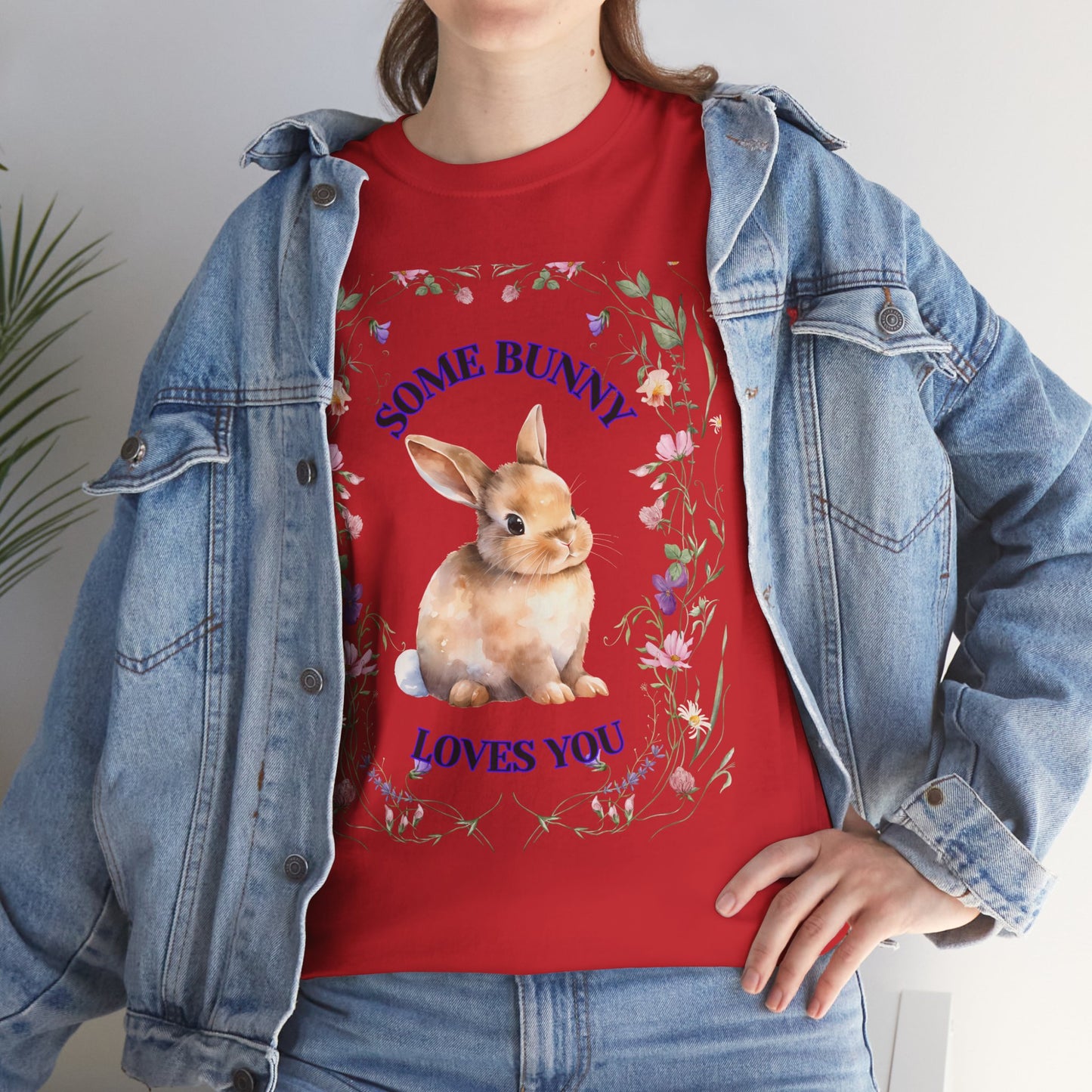 Some Bunny Loves You Tee, Cute Rabbit Shirt, Unisex Spring T-Shirt, Easter Gift, Flower Graphic Tee, Animal Lover Top