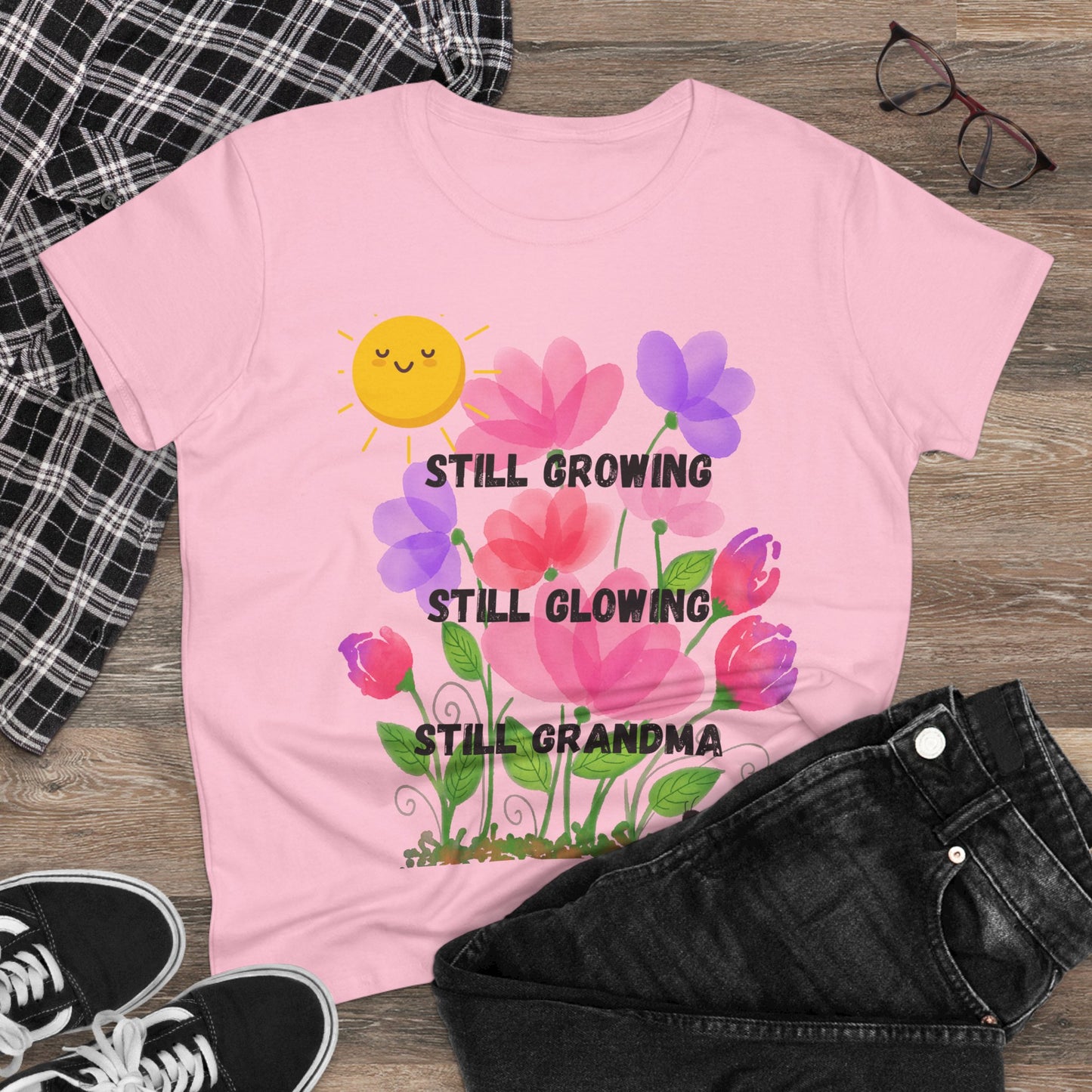 Floral Women's T-Shirt - Still Growing, Still Glowing, Grandma Gift, Mother's Day Tee, Spring Celebration Shirt, Gardening Top, Family [...]