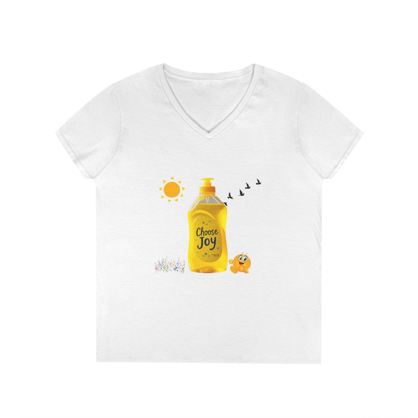 Choose Joy Ladies' V-Neck T-Shirt, Inspirational Tee, Gift for Her, Summer Casual Wear, Positive Message Top