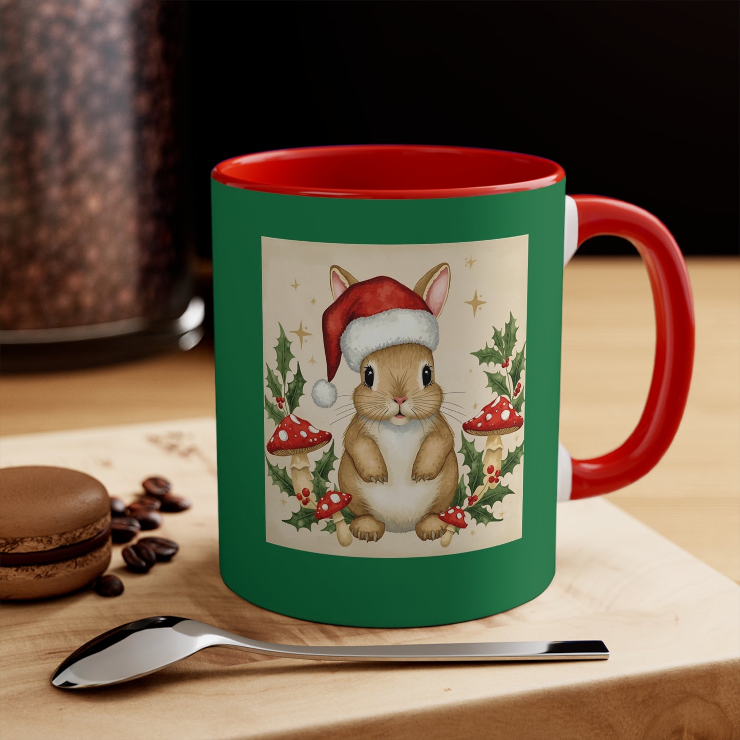 Festive Holiday Mug, Christmas Coffee Cup, Cute Bunny Design, Personal Gift, Winter Decor, Holiday Cheer