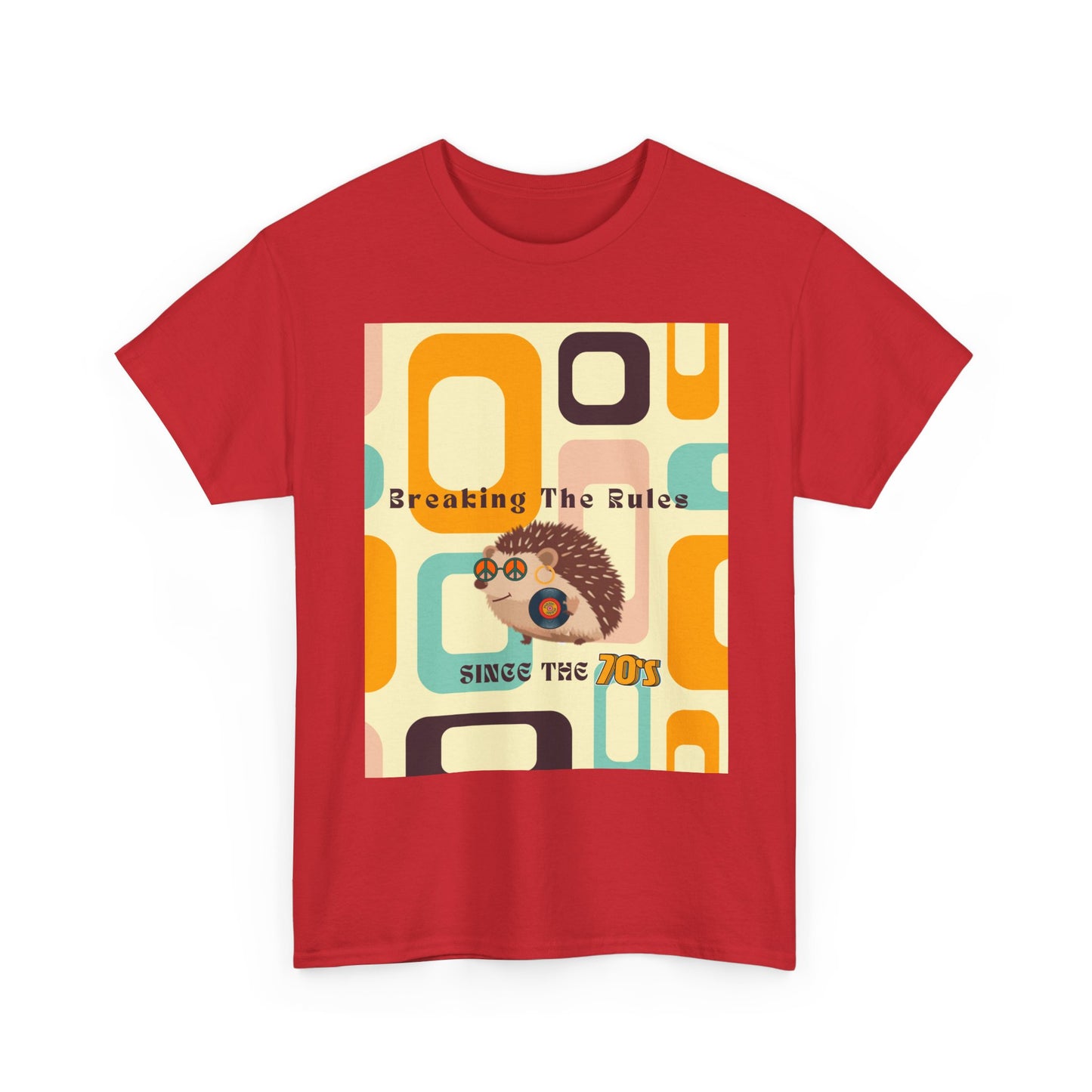 Retro Hedgehog T-Shirt - Breaking The Rules, Vintage Style, 70's Vibe, Unisex Cotton Tee, Gift for Hedgehog Lovers, Fun Fashion
