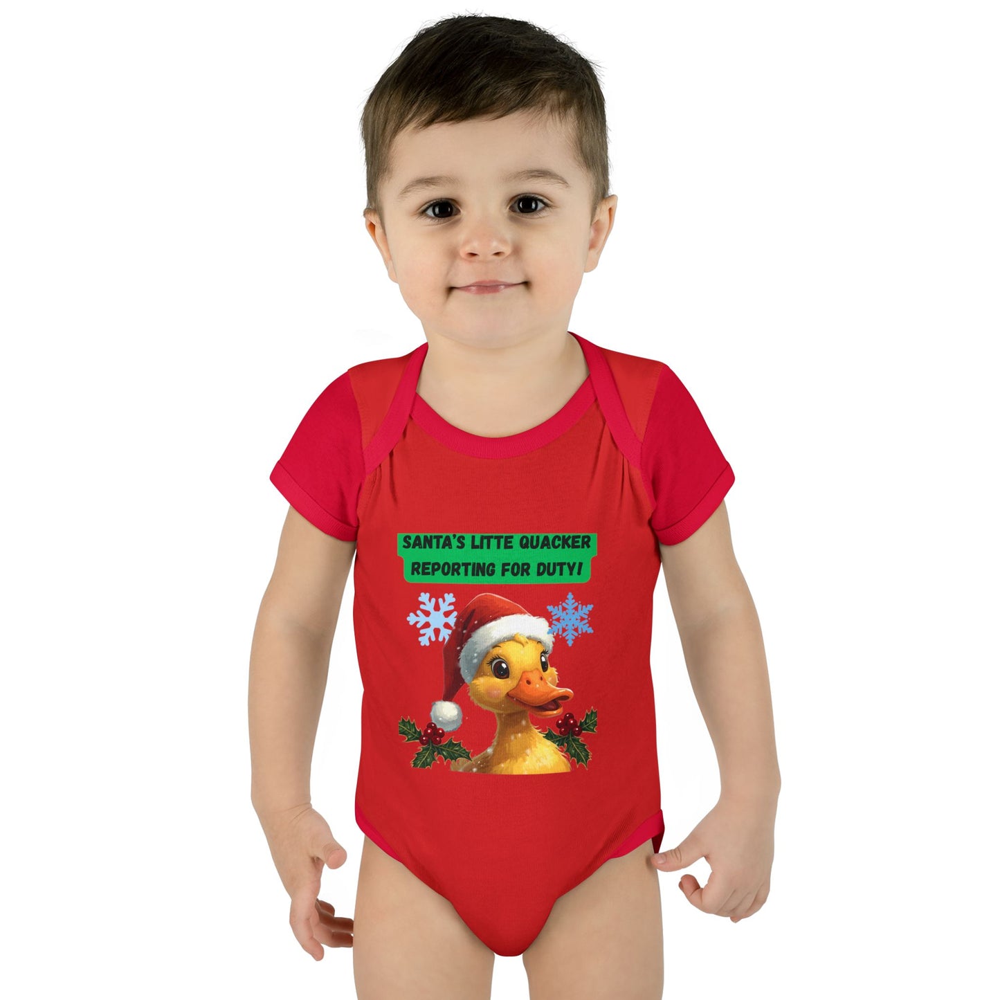 Christmas Infant Bodysuit, Santa's Little Quacker Design, Holiday Baby Outfit, Cute Baby Gift, Festive Newborn Apparel
