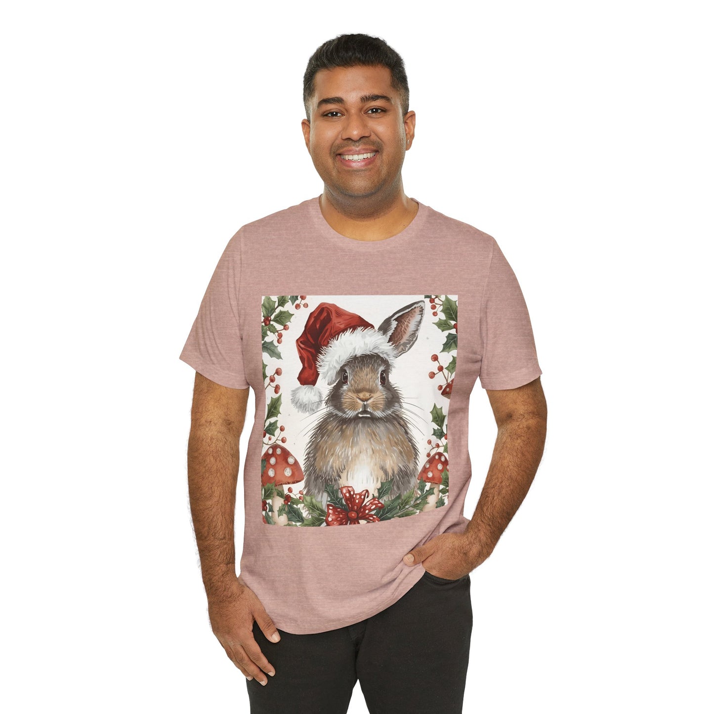 Christmas Bunny T-Shirt, Holiday Tee, Rabbit Shirt, Winter Apparel, Cute Christmas Gift, Seasonal Fashion