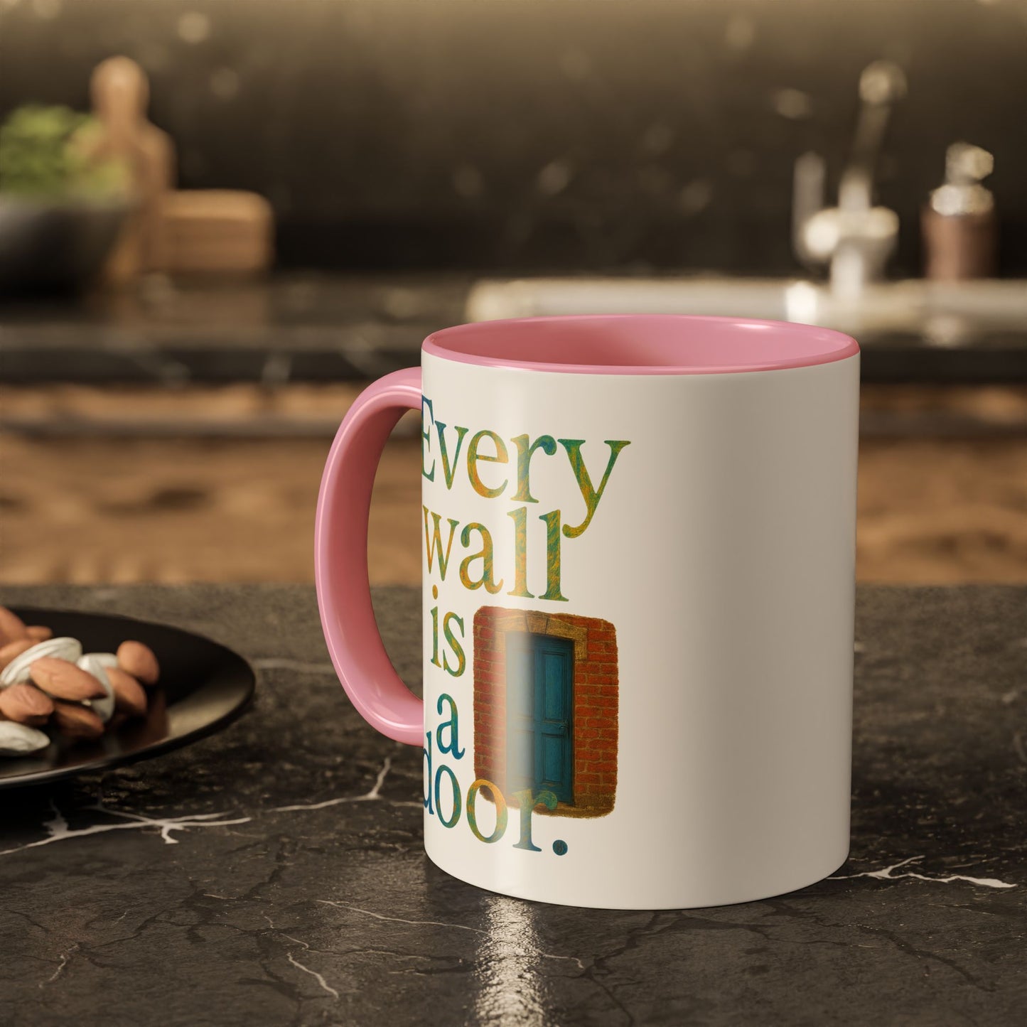 Inspirational Coffee Mug — "Every Wall Is a Door" Colorful Ceramic Mug (11oz & 15oz)