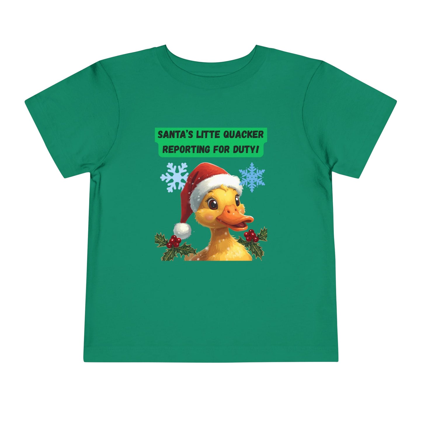 Santa's Little Quacker Toddler Tee, Christmas Shirt, Holiday Outfit, Cute Christmas Gift, Festive Toddler Apparel, Santa Duck Tee