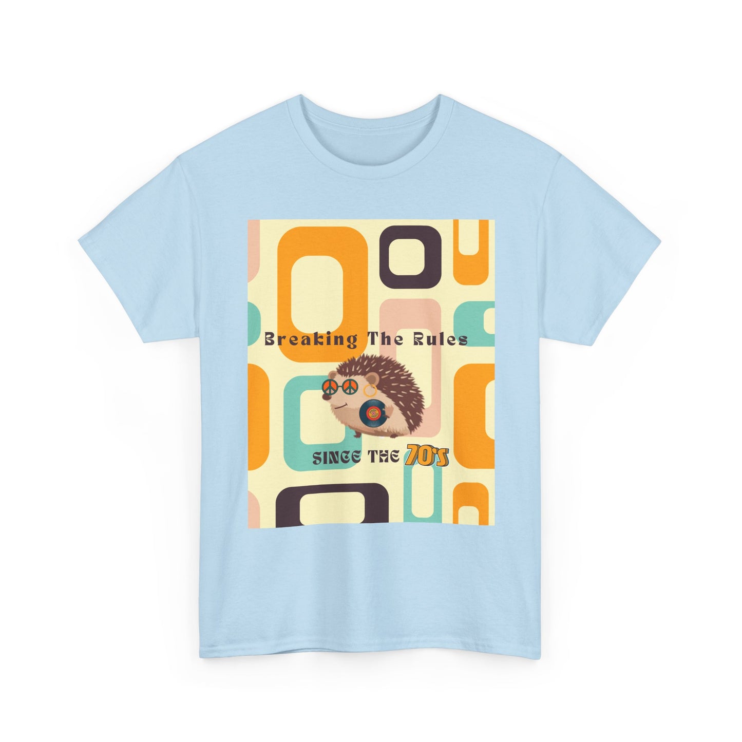 Retro Hedgehog T-Shirt - Breaking The Rules, Vintage Style, 70's Vibe, Unisex Cotton Tee, Gift for Hedgehog Lovers, Fun Fashion