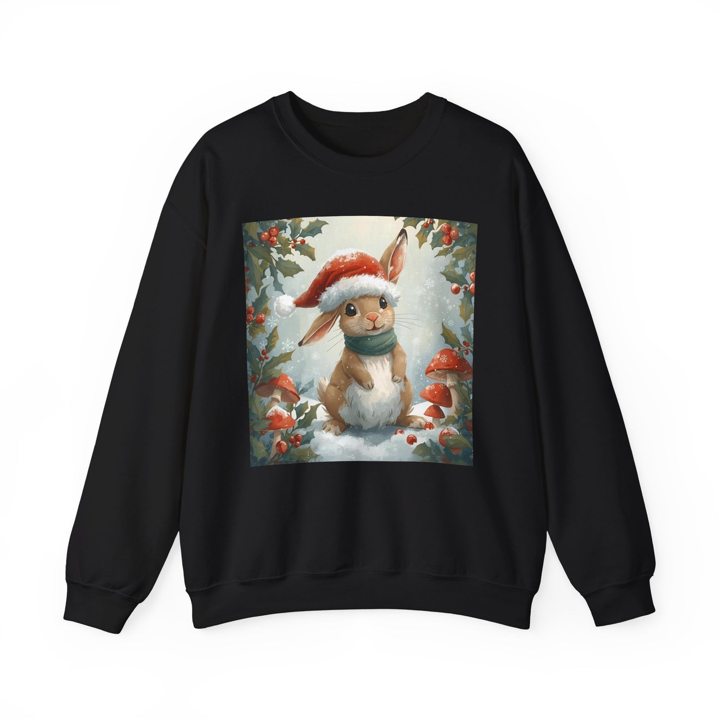 Festive Bunny Crewneck Sweatshirt - Cute Holiday Gift, Winter Fashion, Cozy Sweatshirt, Animal Lover Gift, Christmas Apparel