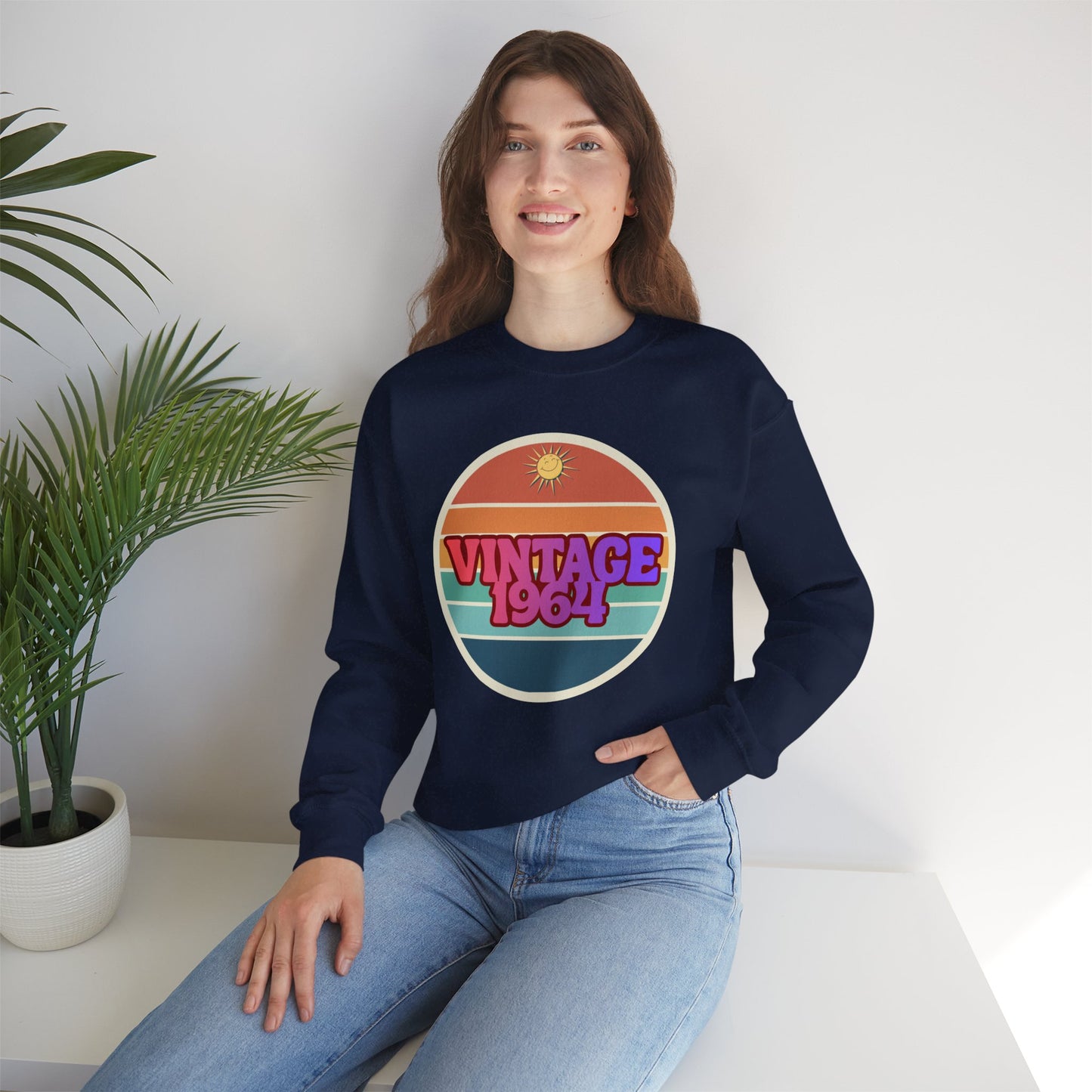 Vintage 1964 Crewneck Sweatshirt — Retro Sunset Graphic Pullover