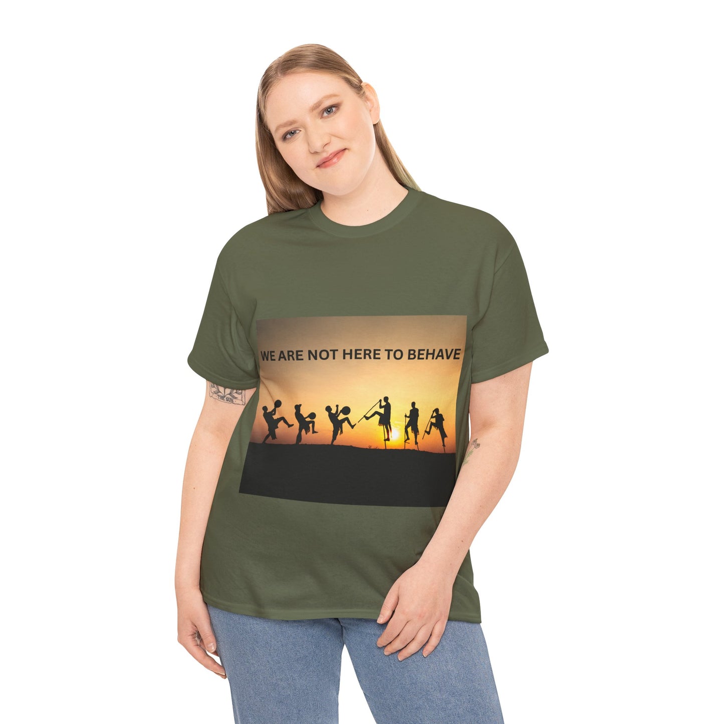 'We Are Not Here to Behave' Playful Unisex Heavy Cotton Tee -  | Fun Gift for Artists, Dancers, and Adventurers | Casual Wear, [...]