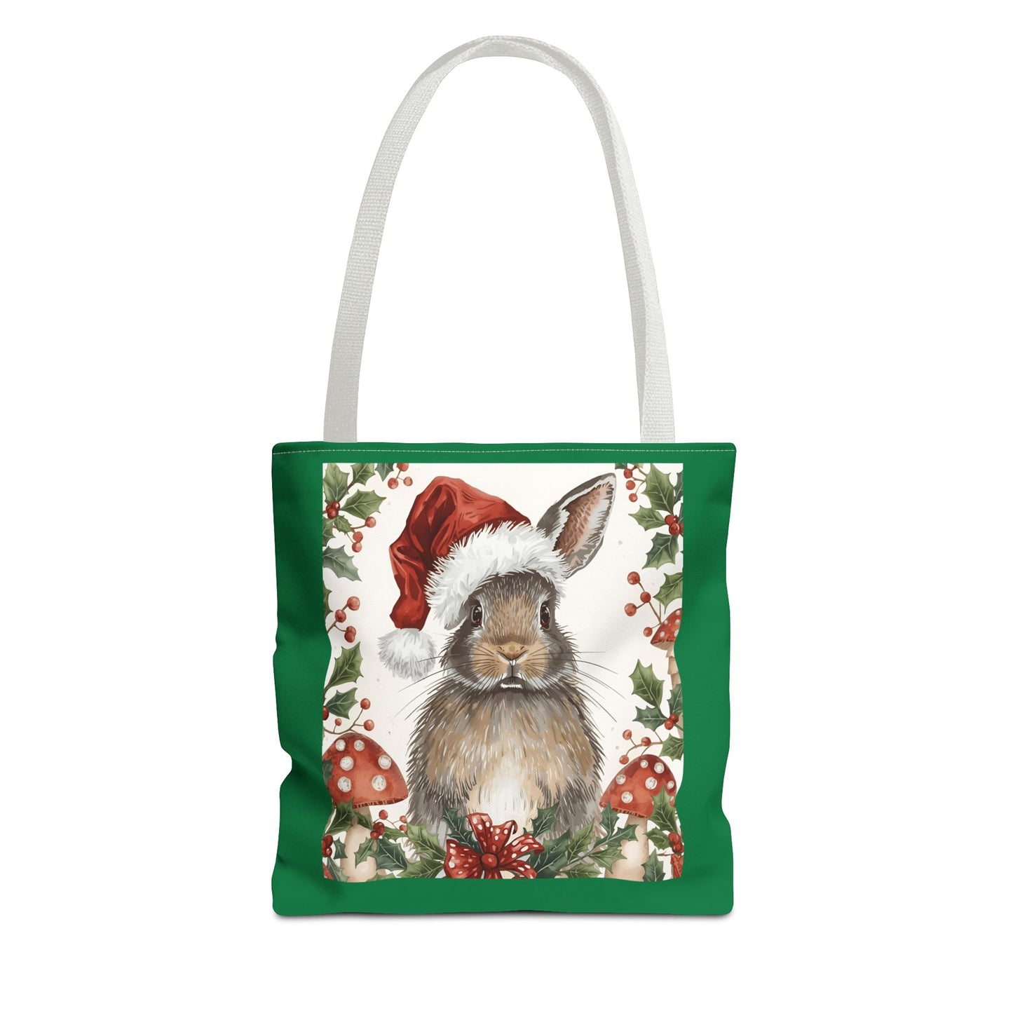 Christmas Bunny Tote Bag | Holiday Gift, Winter Accessory, Eco-Friendly Shopping Bag, Cute Rabbit Design, Festive Reusable Tote