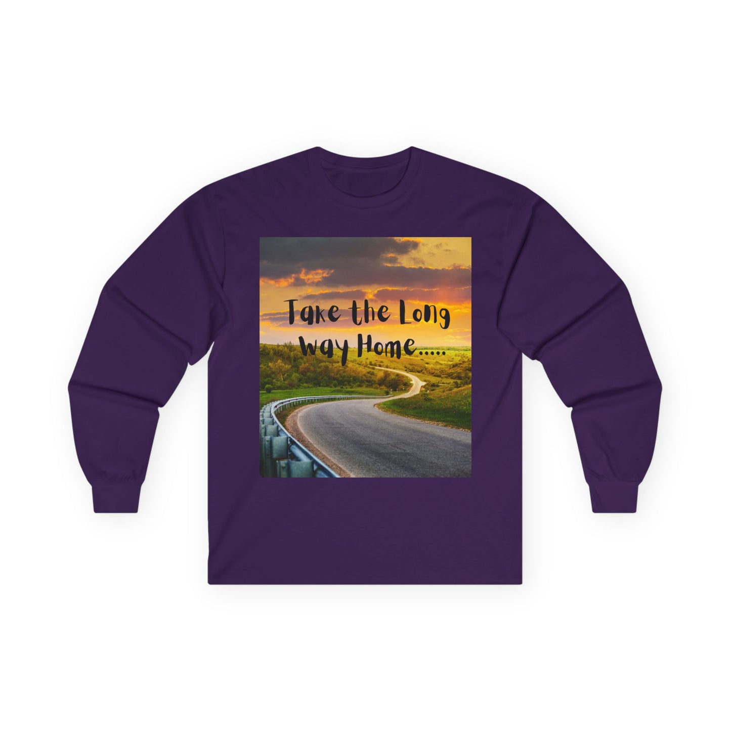 Scenic Long Sleeve Tee - Take the Long Way Home, Travel Shirt, Adventure Apparel, Gift for Wanderers, Outdoor Style, Road Trip Top
