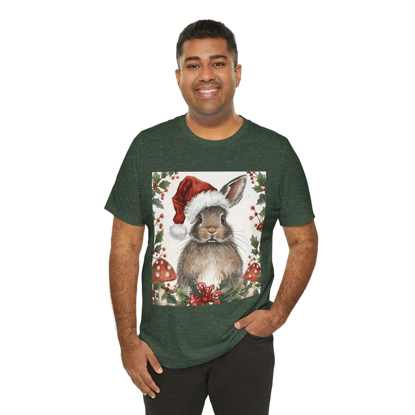 Christmas Bunny T-Shirt, Holiday Tee, Rabbit Shirt, Winter Apparel, Cute Christmas Gift, Seasonal Fashion