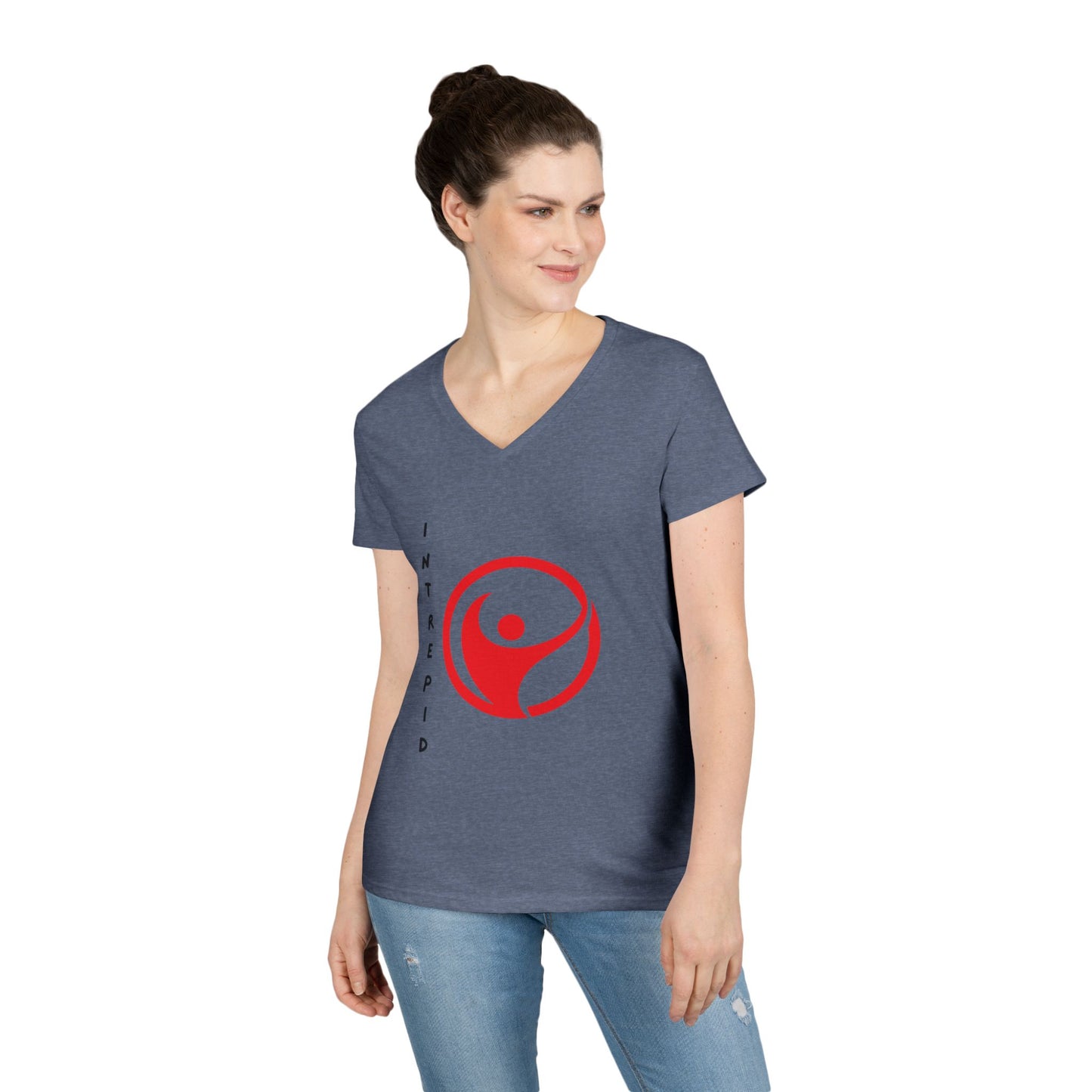 Intrepid Red Figure V-Neck, 100% Cotton Womens Tee