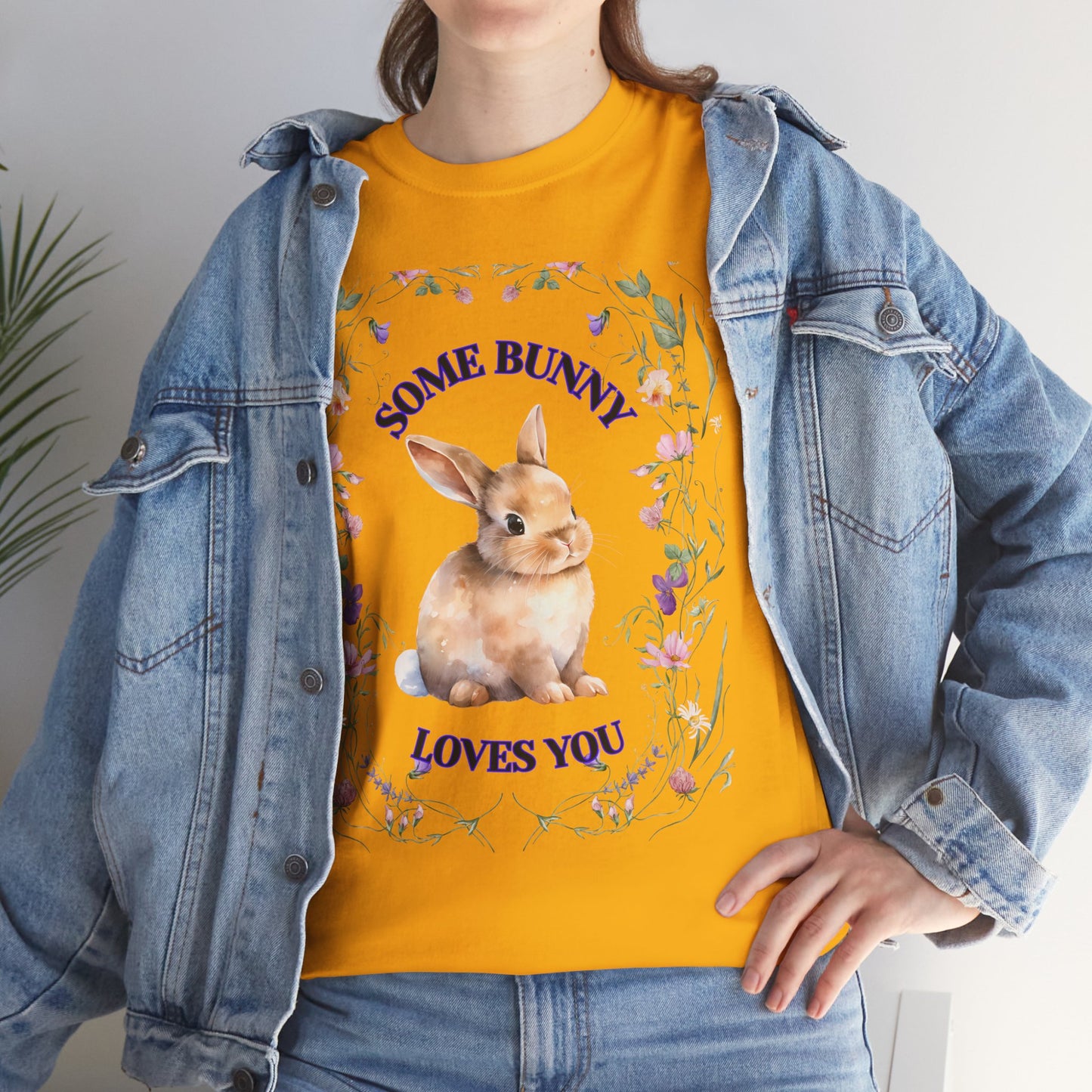 Some Bunny Loves You Tee, Cute Rabbit Shirt, Unisex Spring T-Shirt, Easter Gift, Flower Graphic Tee, Animal Lover Top