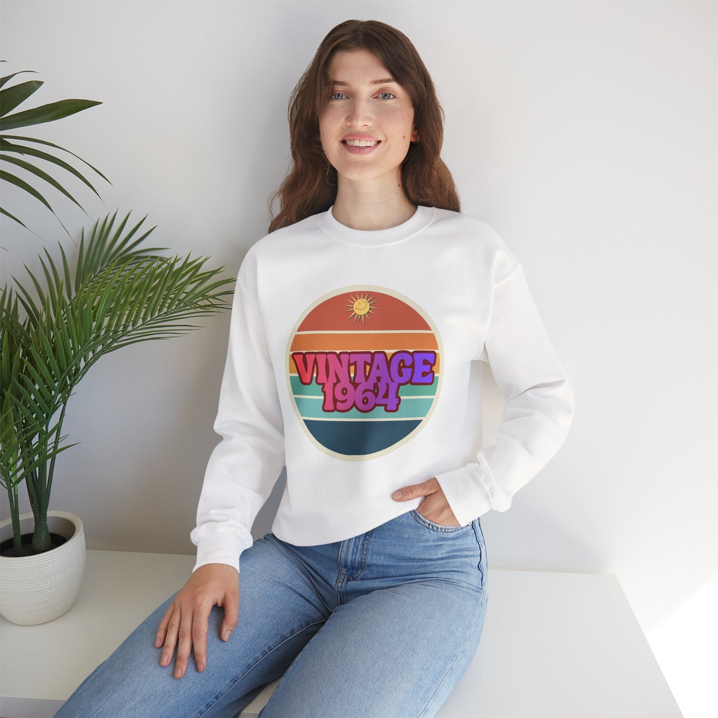 Vintage 1964 Crewneck Sweatshirt — Retro Sunset Graphic Pullover