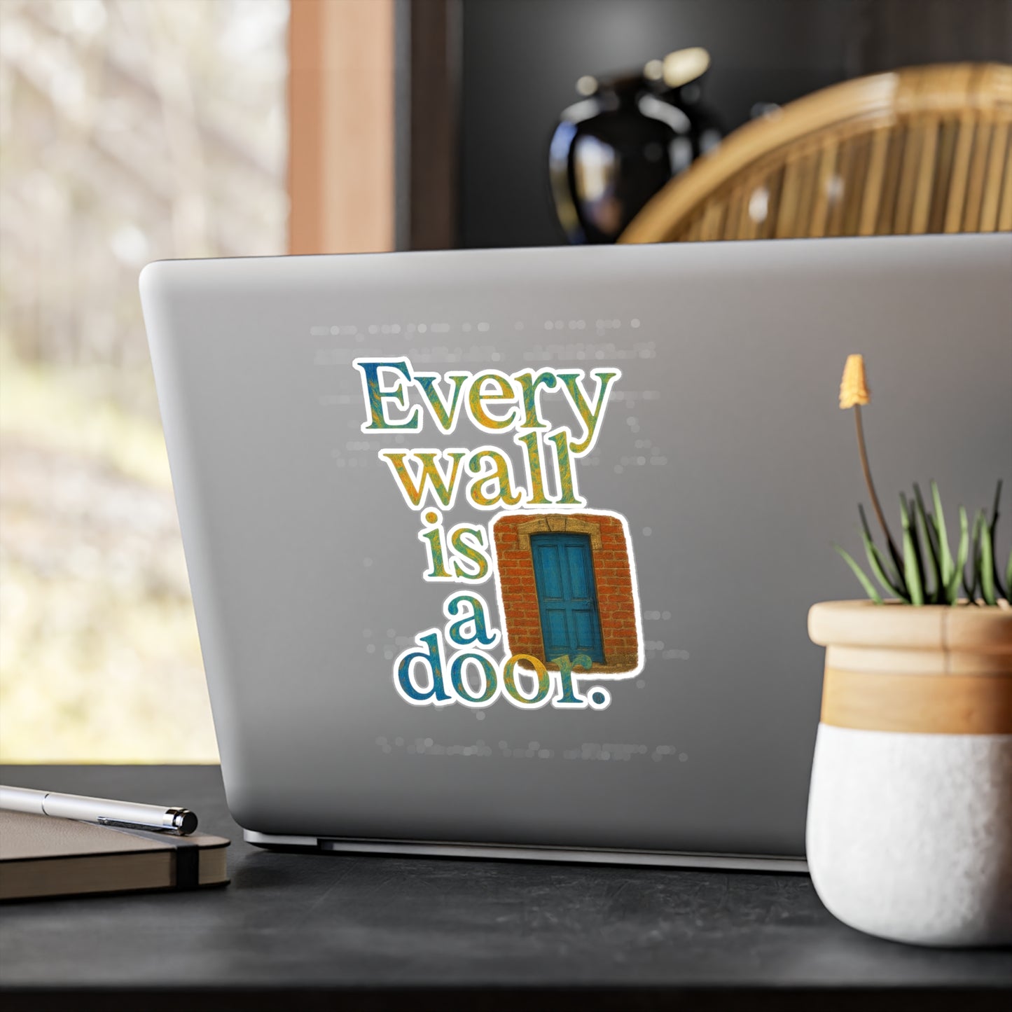 Inspirational Vinyl Sticker — "Every Wall Is a Door" Kiss-Cut Decal