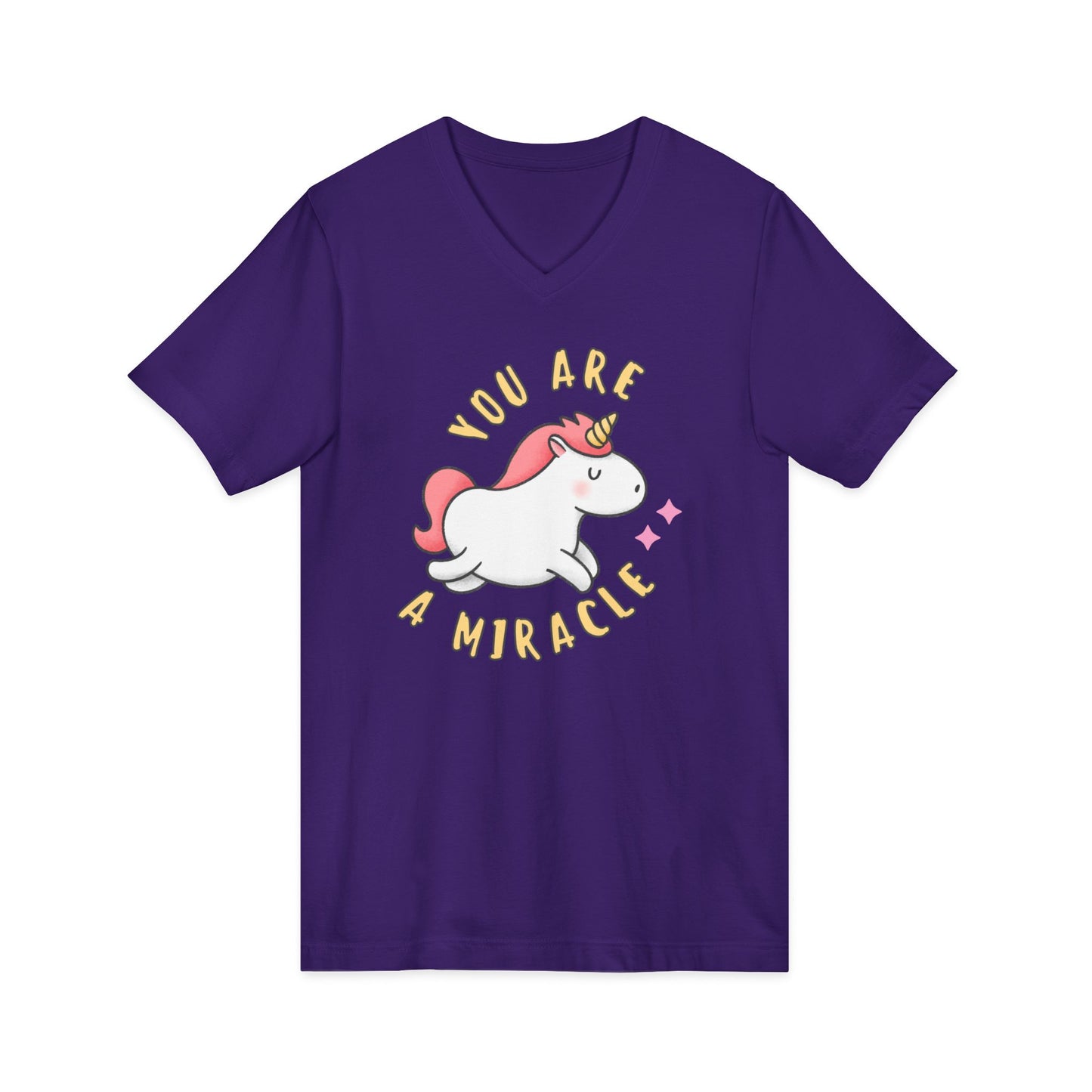 You Are a Miracle Unicorn V-Neck Tee, Unisex 100% Cotton