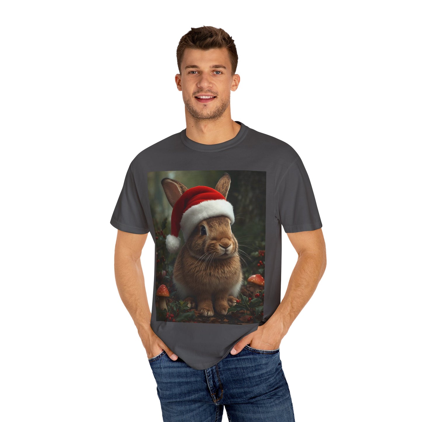 Festive Bunny T-Shirt, Funny Christmas Tee, Cute Holiday Shirt, Animal Lover Gift, Winter Apparel