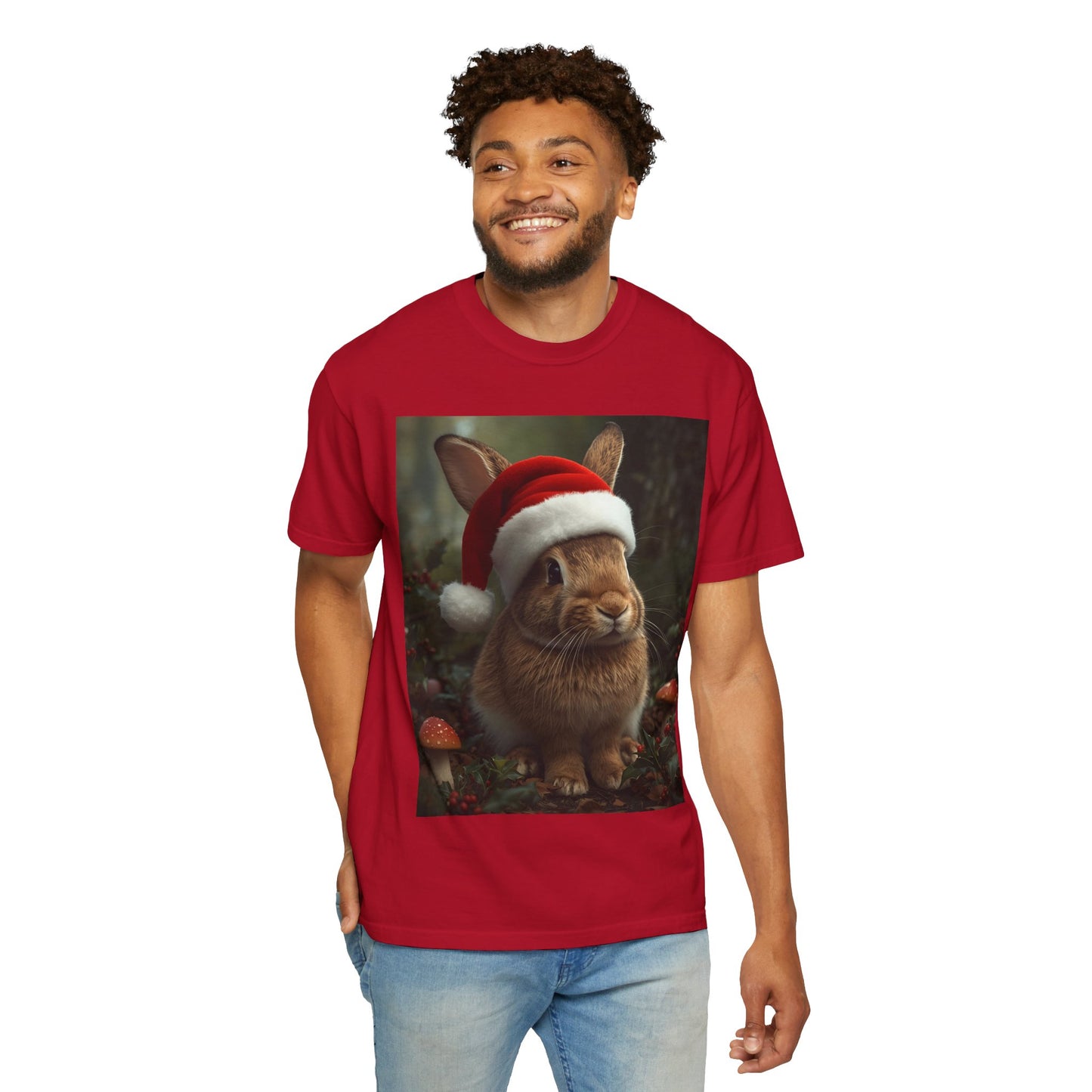 Festive Bunny T-Shirt, Funny Christmas Tee, Cute Holiday Shirt, Animal Lover Gift, Winter Apparel