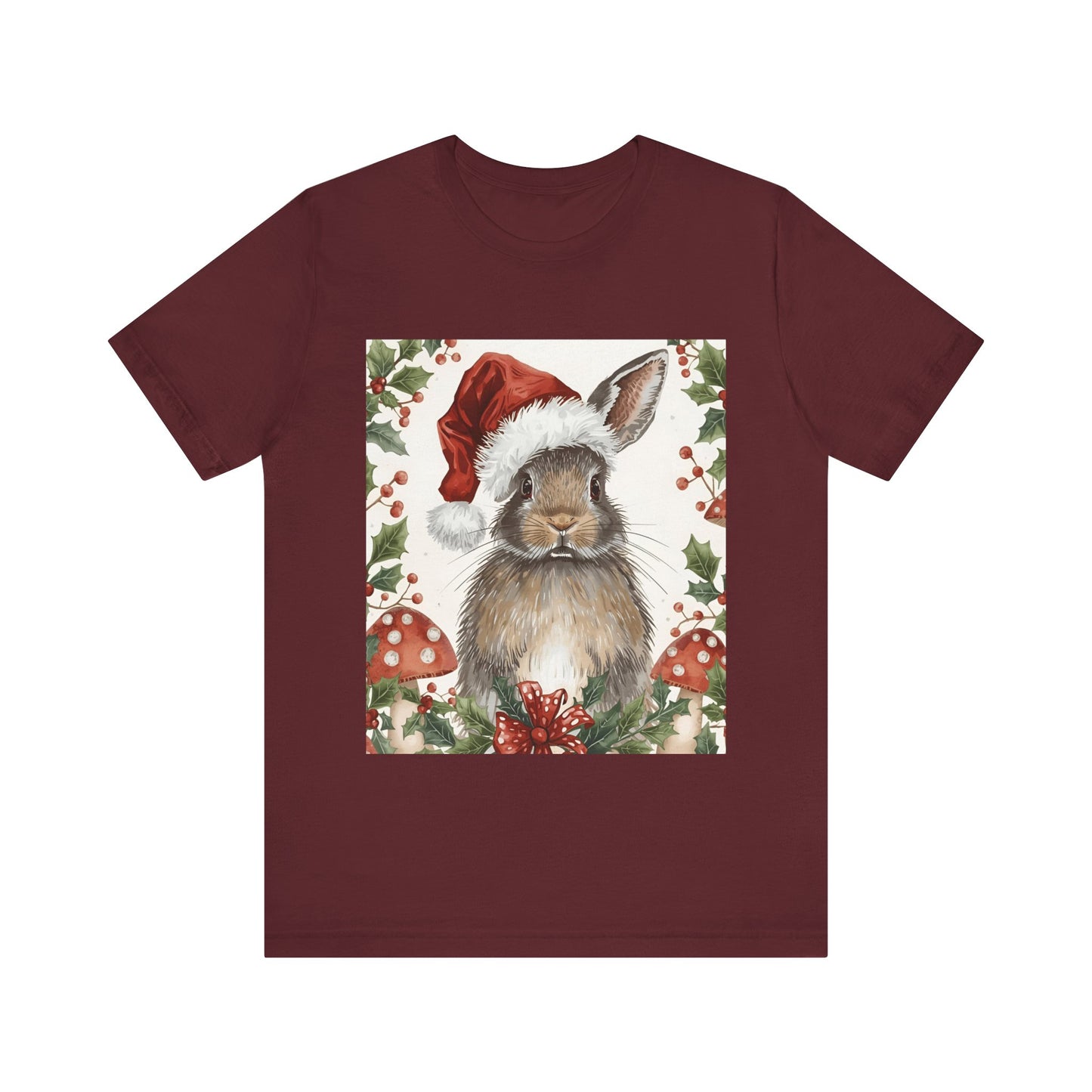Christmas Bunny T-Shirt, Holiday Tee, Rabbit Shirt, Winter Apparel, Cute Christmas Gift, Seasonal Fashion