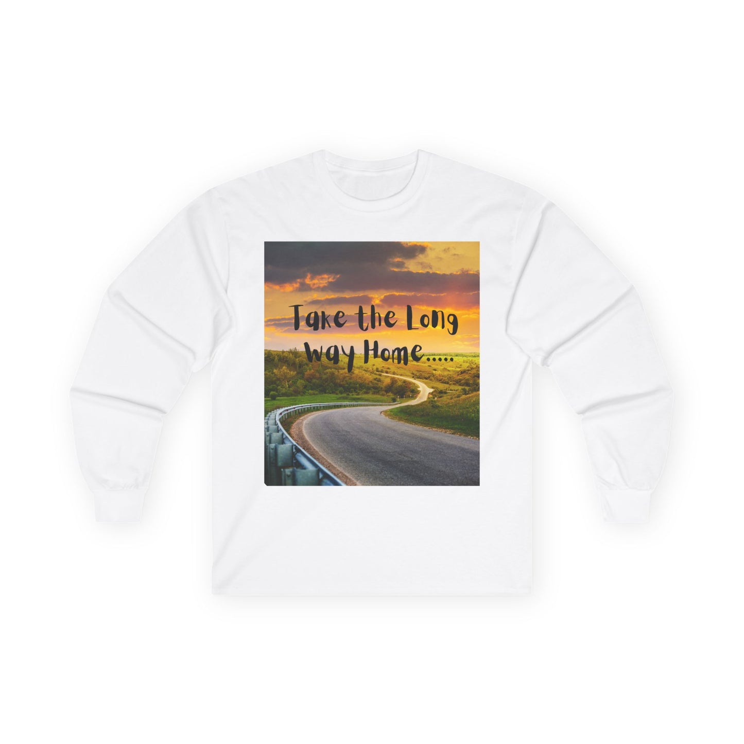 Scenic Long Sleeve Tee - Take the Long Way Home, Travel Shirt, Adventure Apparel, Gift for Wanderers, Outdoor Style, Road Trip Top