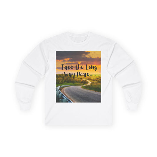 Scenic Long Sleeve Tee - Take the Long Way Home, Travel Shirt, Adventure Apparel, Gift for Wanderers, Outdoor Style, Road Trip Top