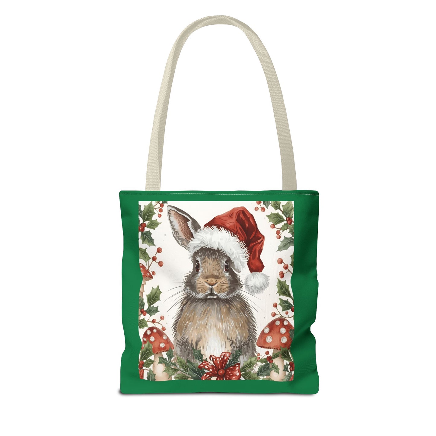 Christmas Bunny Tote Bag | Holiday Gift, Winter Accessory, Eco-Friendly Shopping Bag, Cute Rabbit Design, Festive Reusable Tote