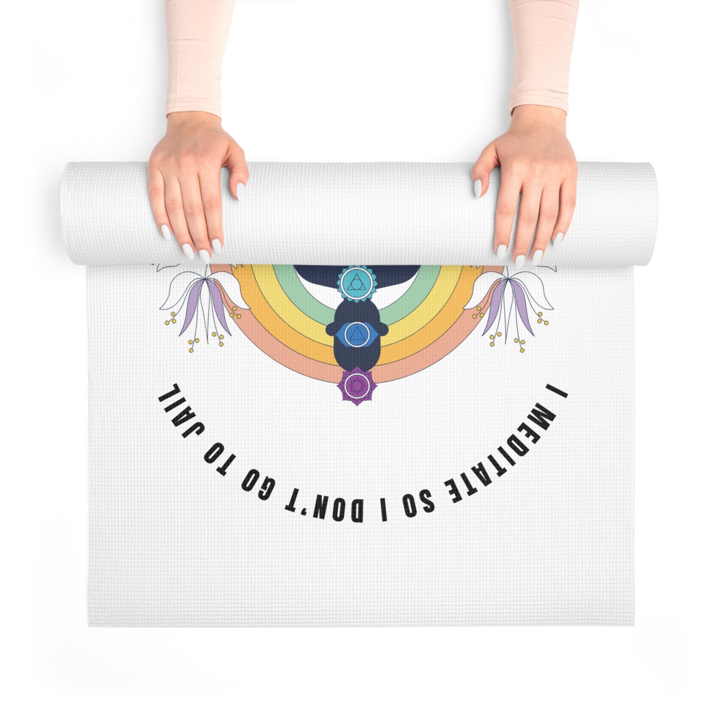 Funny Meditation Foam Yoga Mat | Inspirational Mat for Yoga Practice, Home Workouts, Gifts for Yoga Lovers, Fitness Motivation